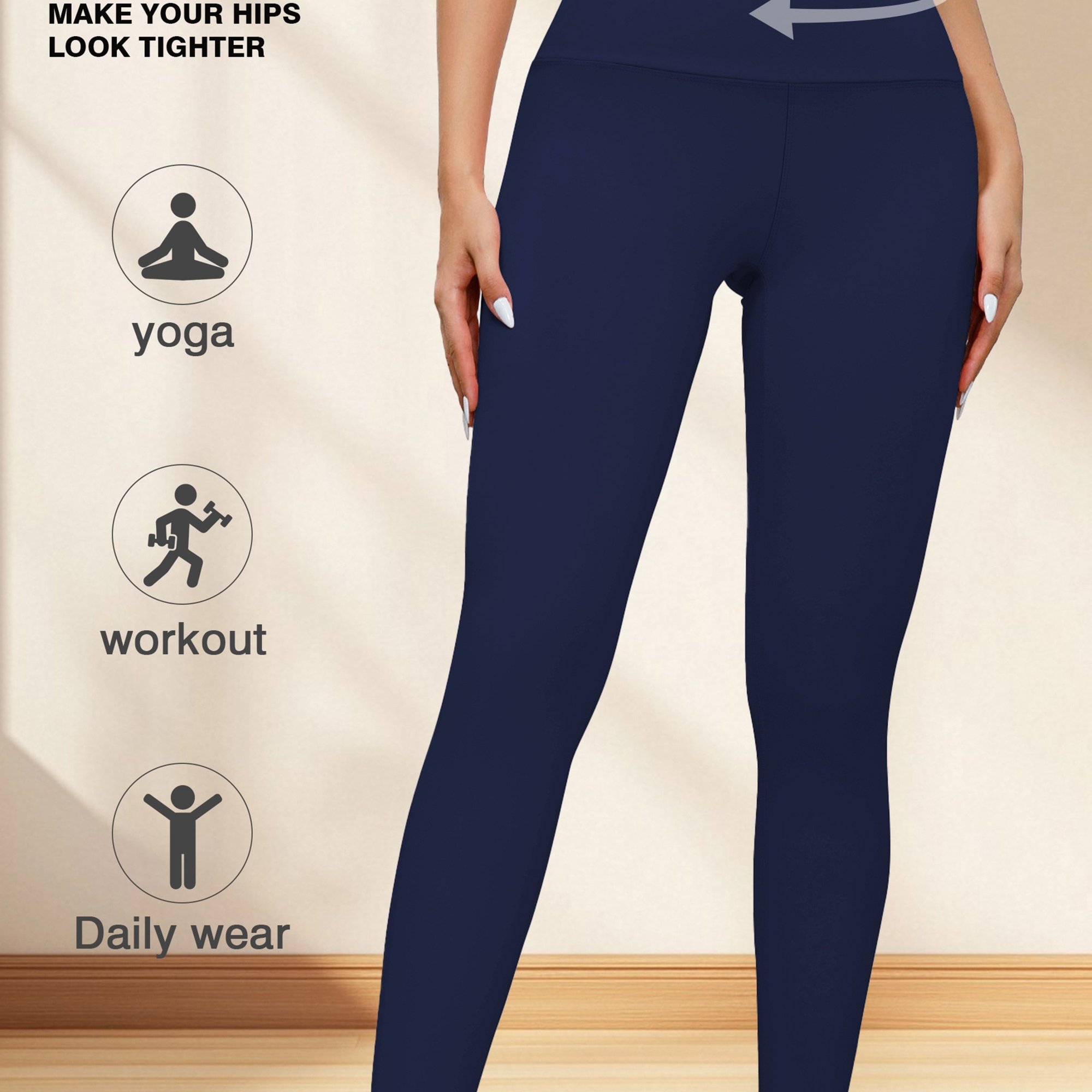 TEMU Pantalon de Yoga Couverture Totale - -Fesses & Haute Élasticité, Couleur Unie pour Gymnastique, Course, Pilates, Salle de Sport - Fitness