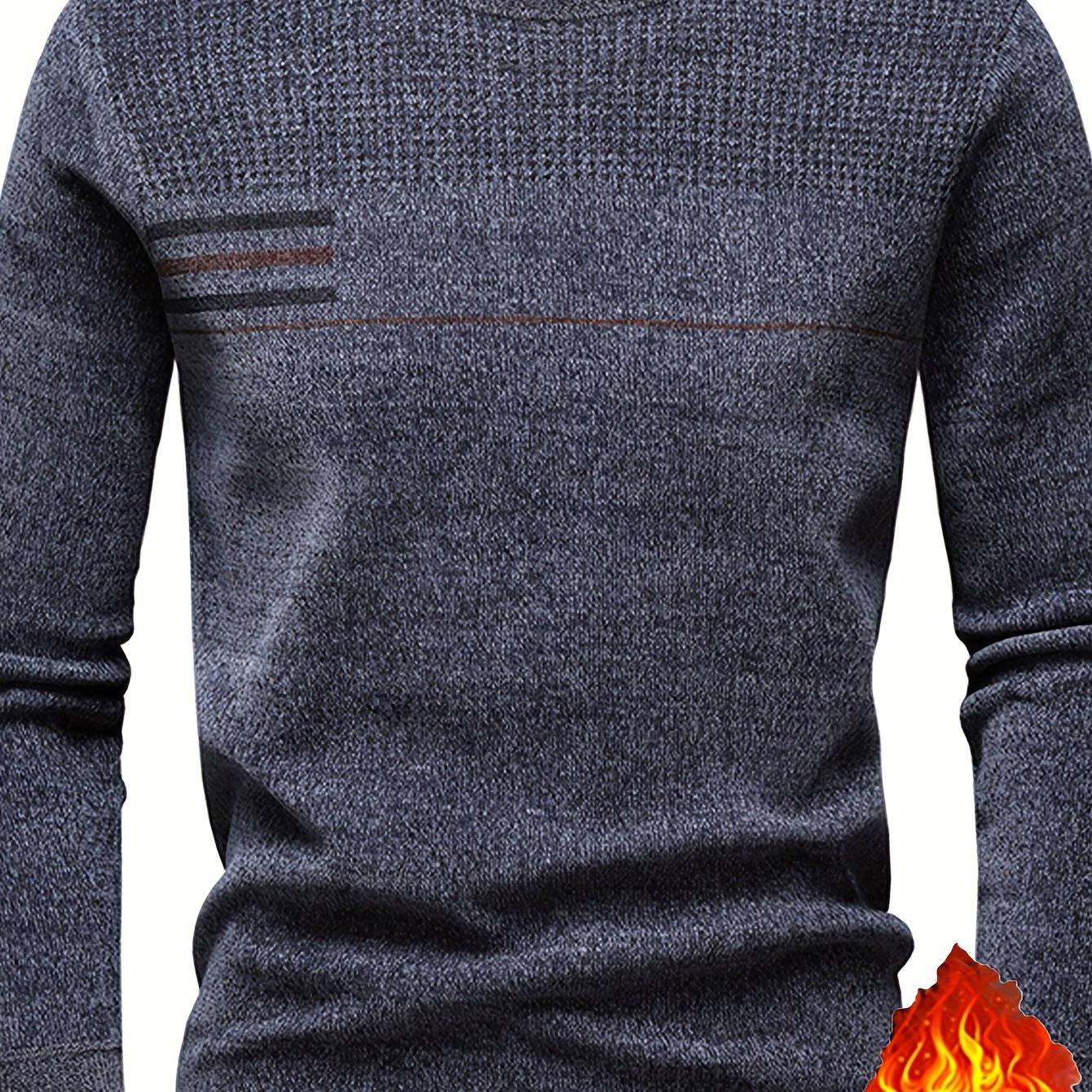 TEMU New Autumn/winter Men's Long Sleeve Crew Neck Sweater, Designer Horizontal Stripe Thickened Chenille, Soft -friendly Fashionable Casual Knit