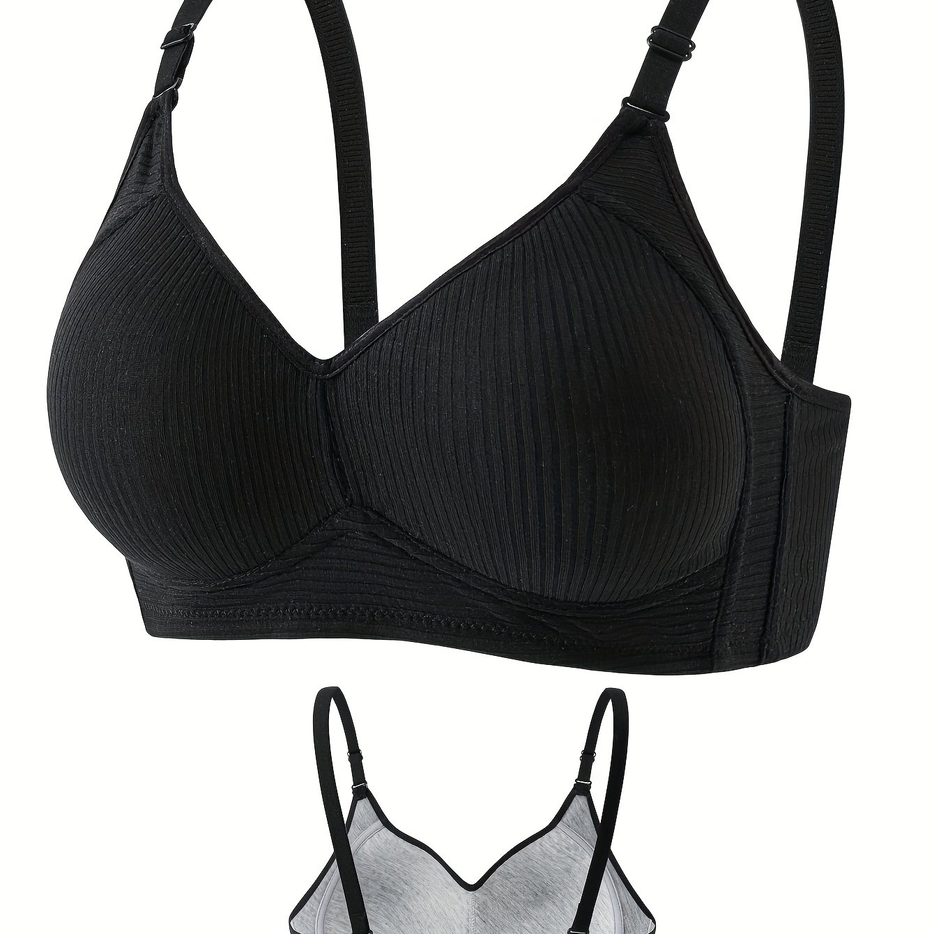 TEMU Striped Japanese-style Simple Comfortable Breathable Anti-see-through Sports Yoga Sweat-absorbing Women's Underwear, Wire-free Wireless Bra