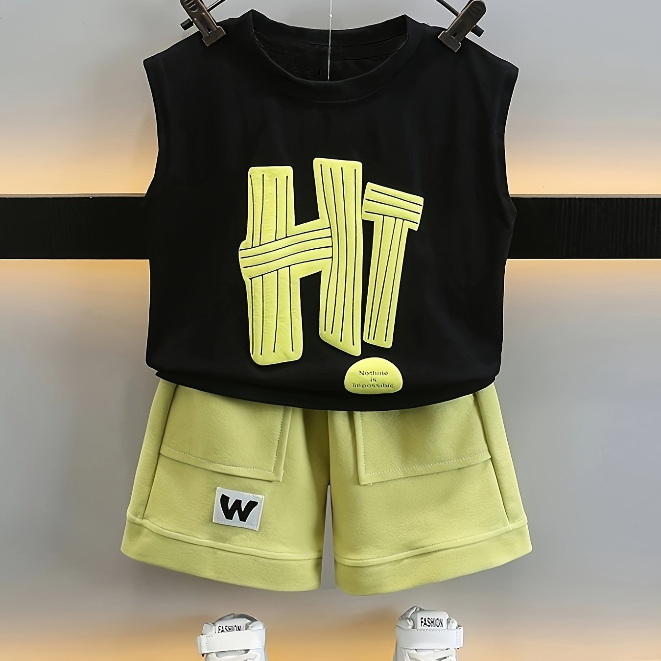 E-shop 2er-Set Jungen Kurzarm T-Shirt Set Weste Sommer Baby Ärmellos Neue Jungen Kleidung Sommer, für Draußen