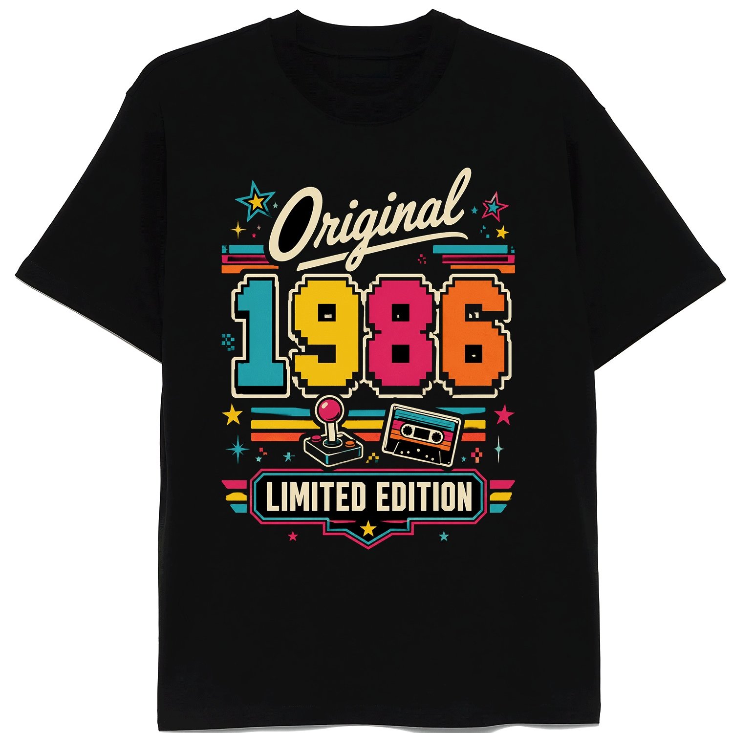 40th Birthday Gift T-shirt 1986 -bit Pixel Video Game Pixel Game Cassette -year-old Gamer Tee