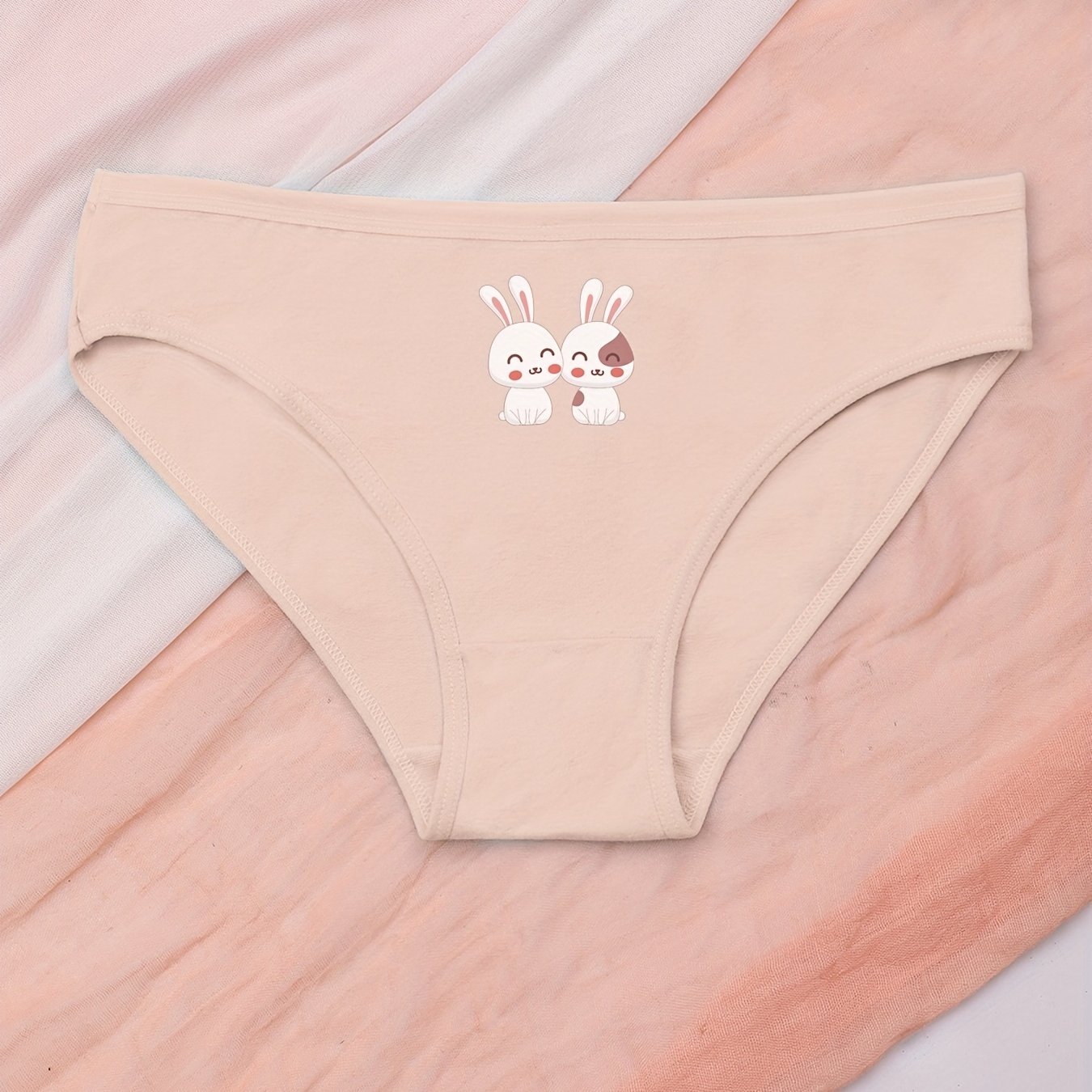 Simple Low Waist Cute Rabbit Print Briefs Soft Comfy - Temu Bahrain