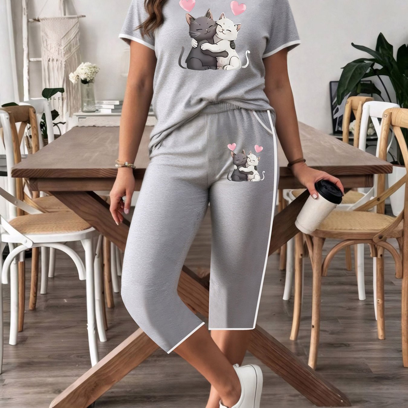 TEMU Plus Size - Plus Size - 2pcs Women's Plus Size Casual Set | Spring-summer , Double Pockets, Elastic Waist, Comfortable And Stylish Streetwear,