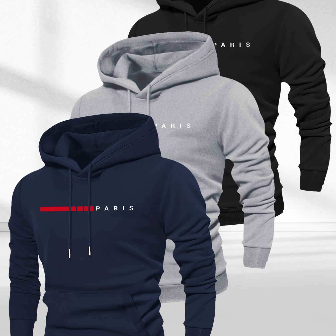 TEMU sweats à capuche élégants pour hommes avec imprimés de lettres "Paris", parfaits pour les activités de et adaptés à et à l'hiver