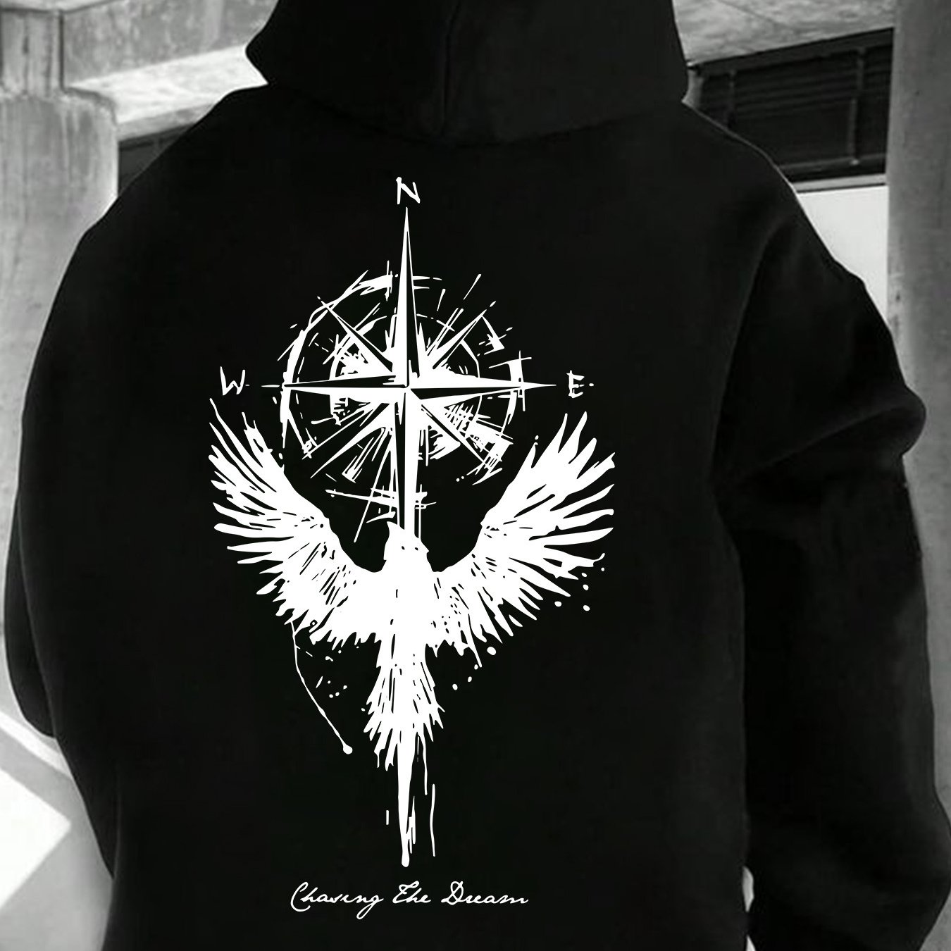 Men's Black Featuring A Compass And - Vintage Aviation, This Loose-fitting Long-sleeve Pullover From A Soft, Machine Washable, And Has A Smooth Texture, Perfect For Casual Wear And Fall