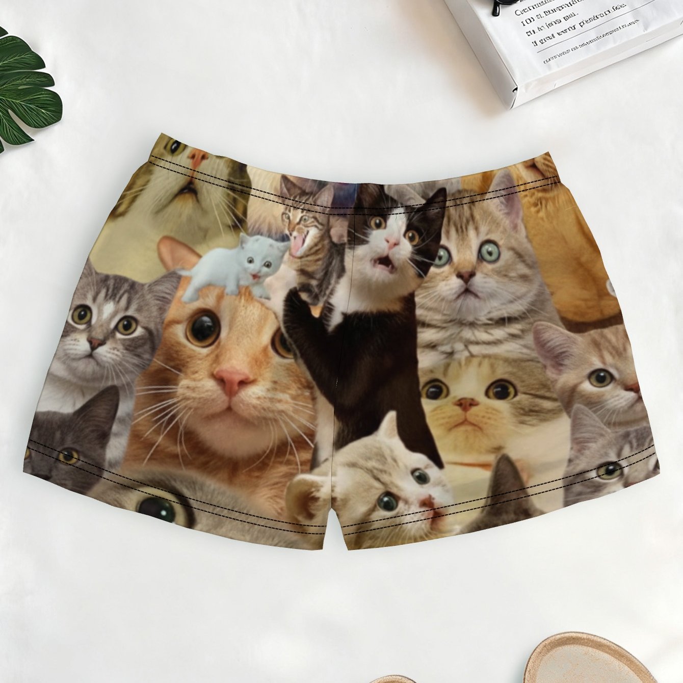 TEMU Women's Shorts Featuring A Collage Of Cat Faces