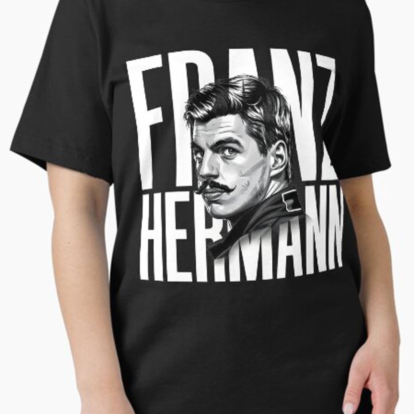 Franz Hermann Portrait Vintage F1 Driver Black White Art Print T-shirt Tee, Plus Size