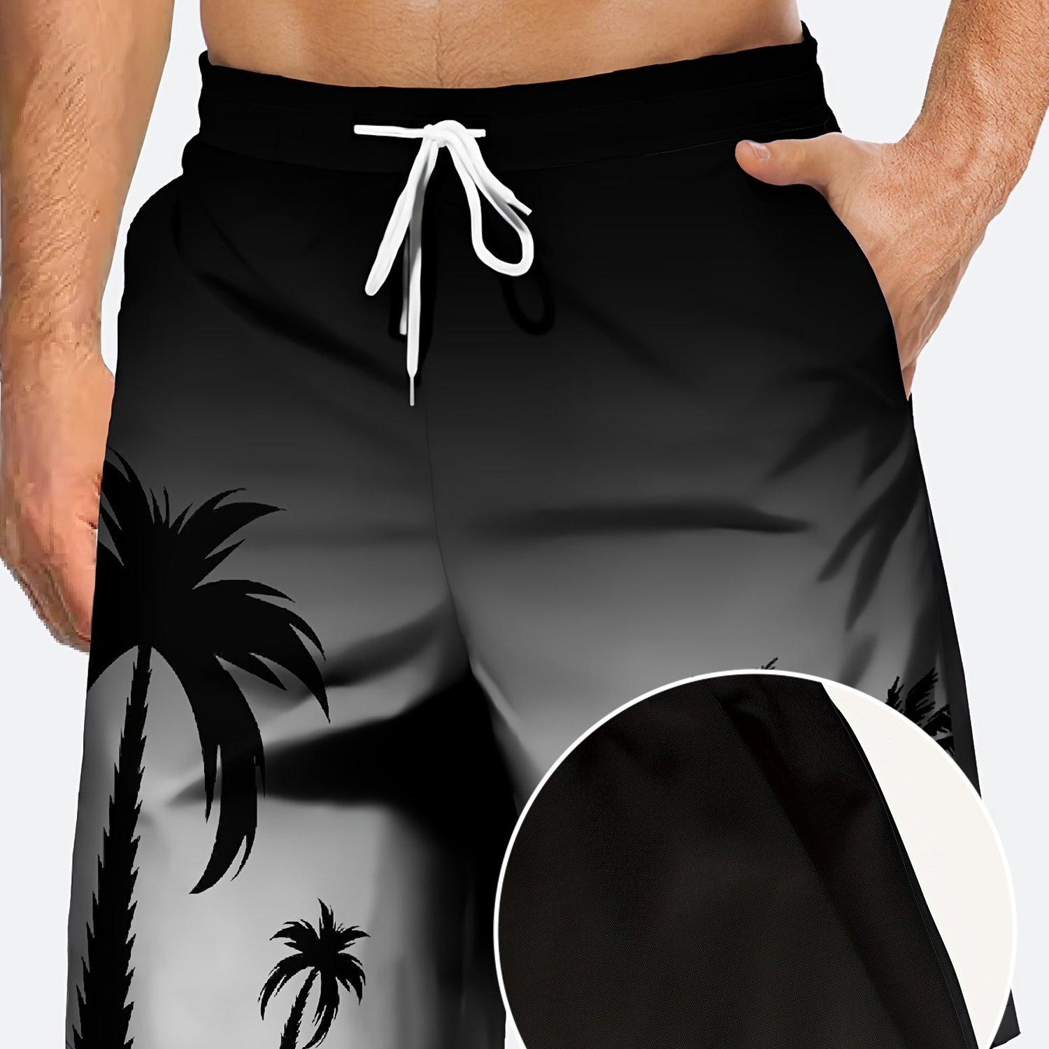 TEMU Men's Plus Size Swim Trunks - Board Shorts With , Beach Vacation Board Shorts For Big & Tall Men - Machine Washable Swimwear, Summer Swimwear,