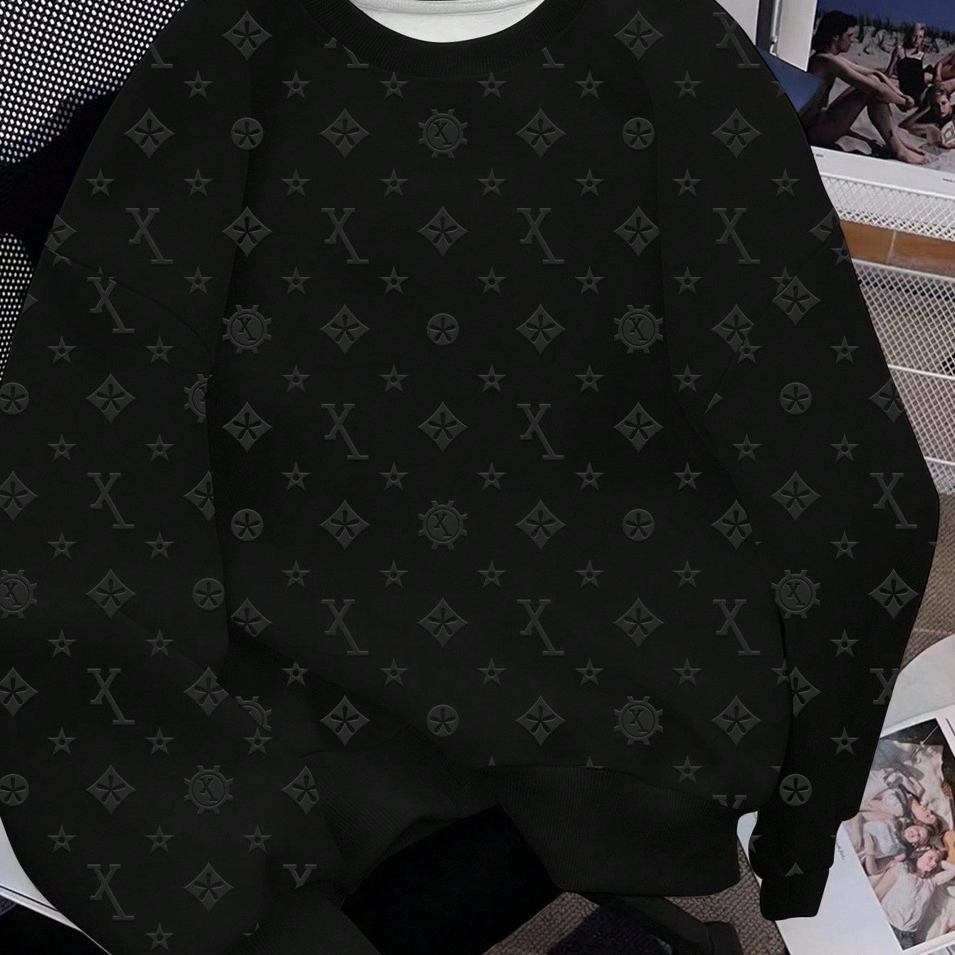 TEMU Men's Casual Full-print Round Neck Sweatshirt, Spring/autumn Style, Plus Size