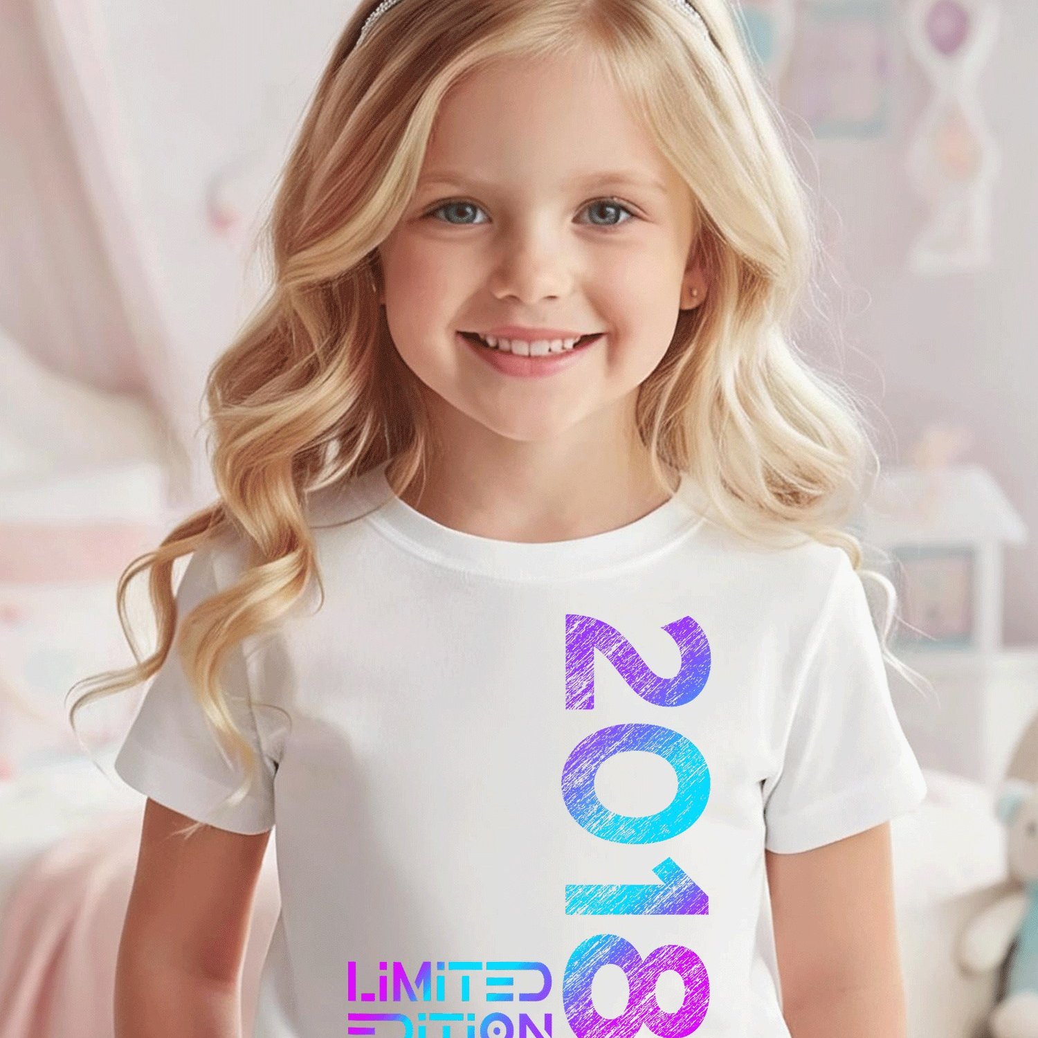 Image of Edition Vintage 2018 Boy Girl 8th Birthday T-shirt Comfortable Casual Crew Neck Tee For Boys And Girls T Shirt, 200g
