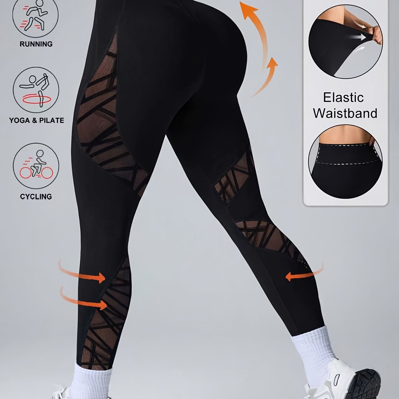 TEMU Women's Casual Y Flocked Running Leggings, Flocked Yoga Tights, Breathable And Comfortable, Enhances Attractiveness, , Suitable For Shopping,,,