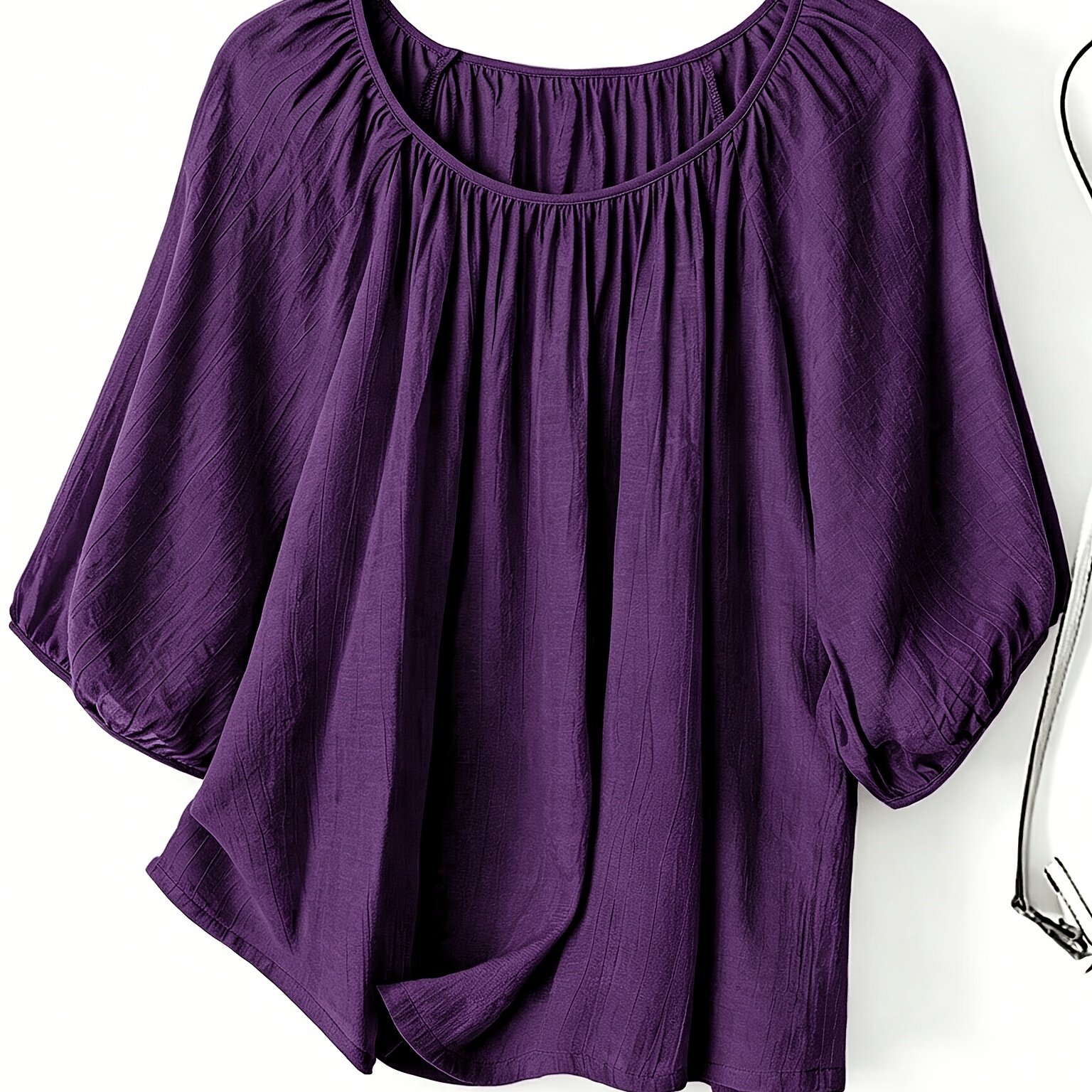 TEMU Plus Size, Lightweight, Breathable, Plus-size Round-neck Simple And Stylish Casual Daily Vacation Solid-color Fashionable European And American