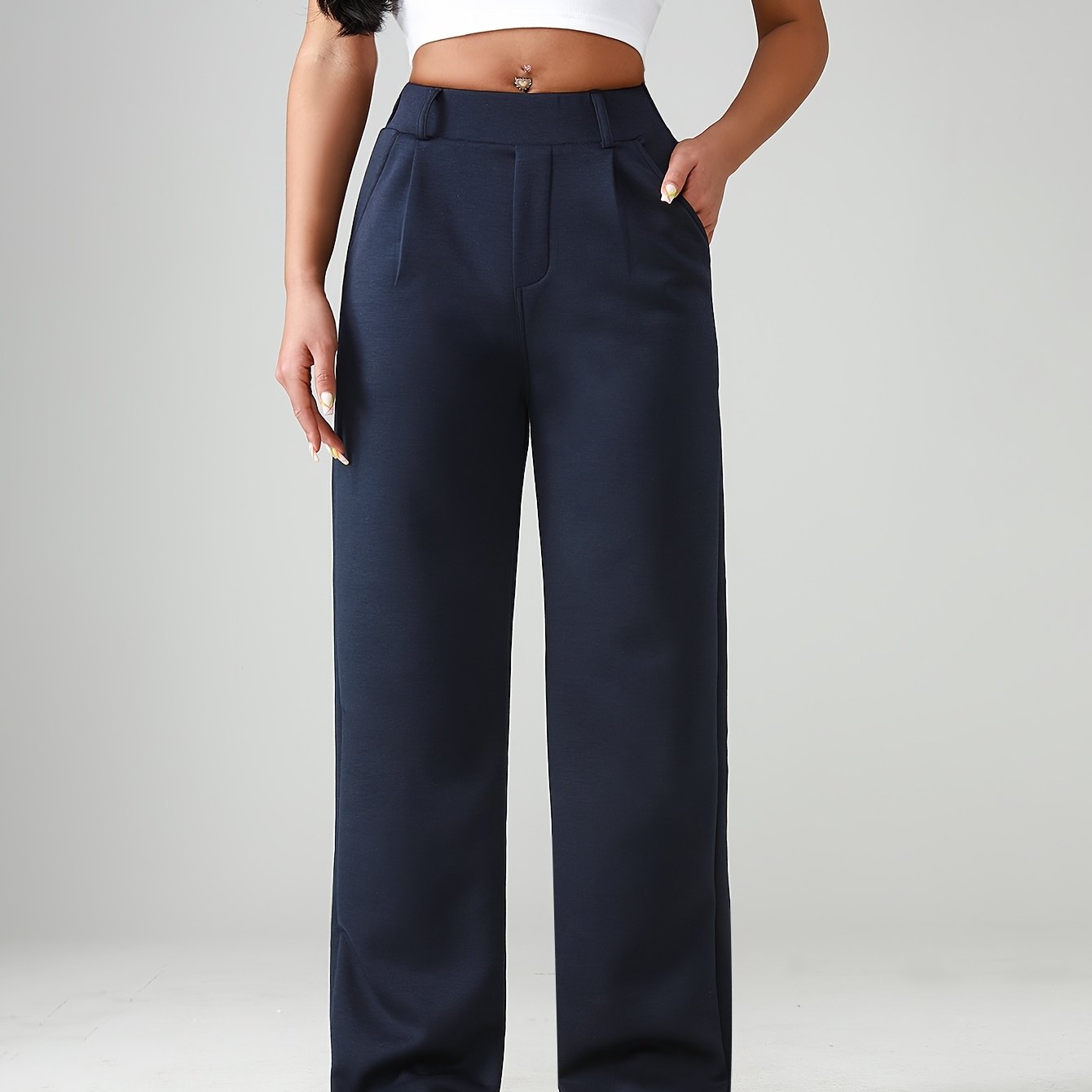 E-shop Neue Freizeithose für Damen für Frühling/Herbst, dehnbare, atmungsaktive, fließende Anzughose mit 2 für Ausflüge, Pendeln, modischen Sport,