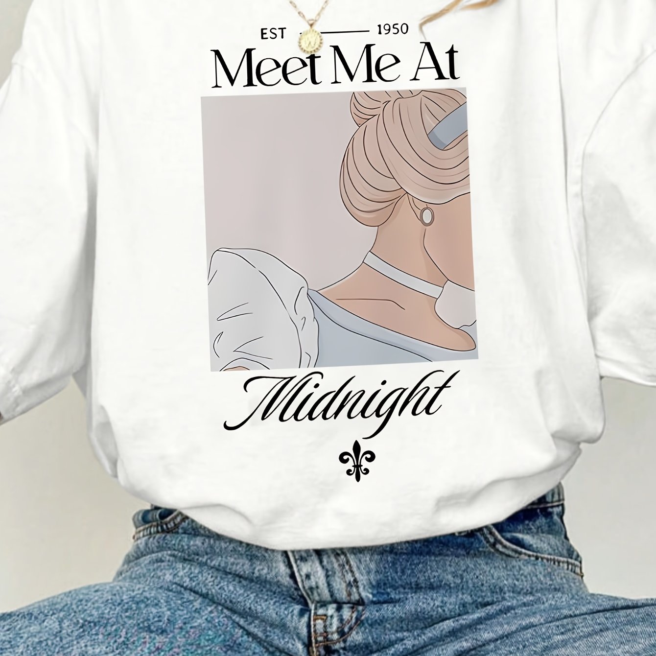 TEMU Graphic Print T-shirt, Short Sleeve Crew Neck Casual Top For Summer And Spring, Women's Clothing