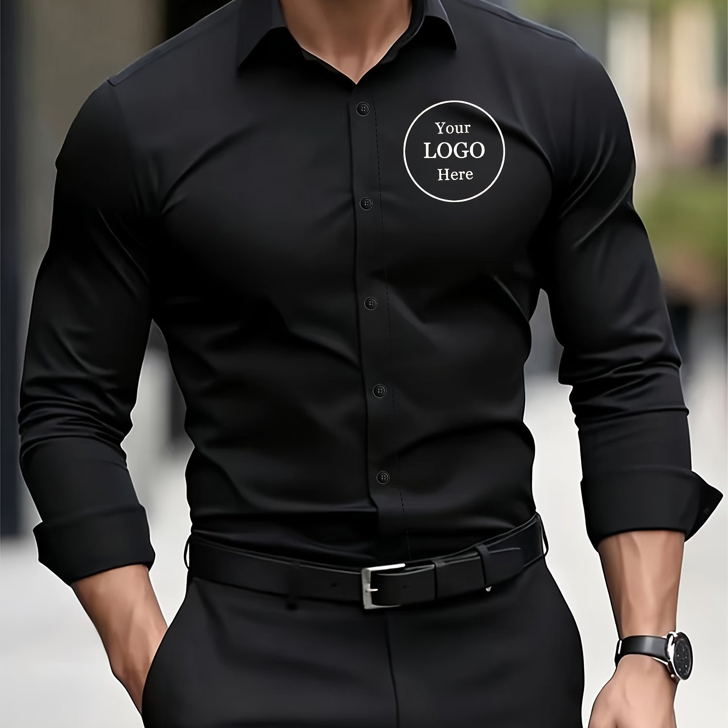 TEMU Custom Men's Shirt Custom Logo Business Professional Dress Shirt