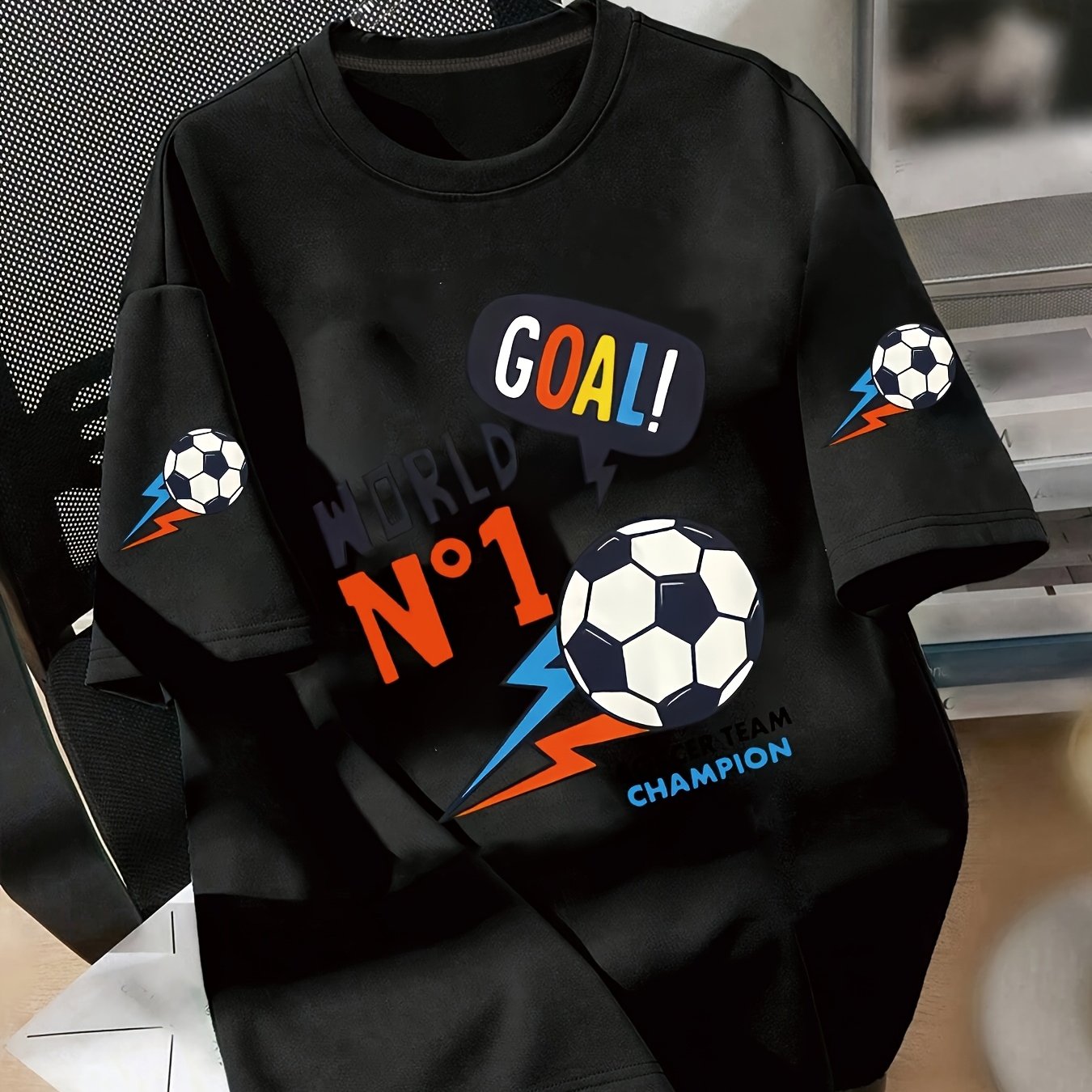 TEMU 1pc Boys' Sleeve Print Short Sleeve T-shirt - Comfortable Athletic Breathable Summer Medium Large Kids' Short Sleeve Fashion Trendy Tee
