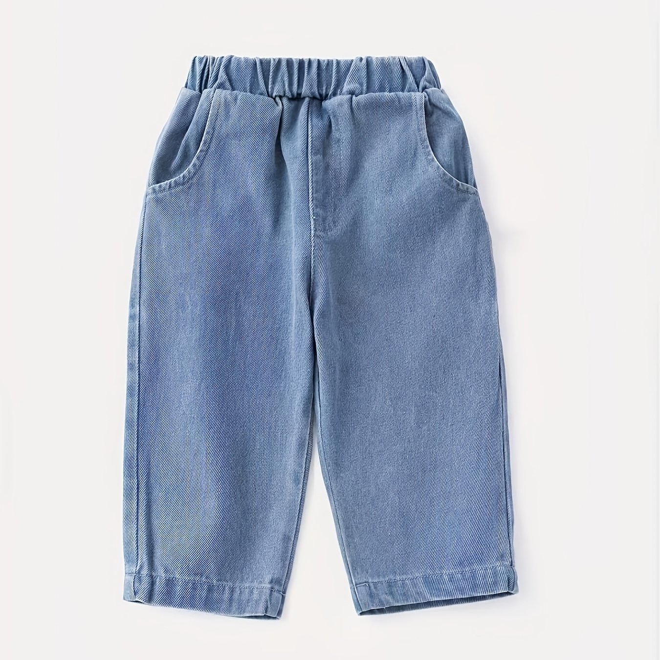 Image of Boys' Spring/autumn Denim Long Pants With Pockets, Casual Pants With Letter Patch