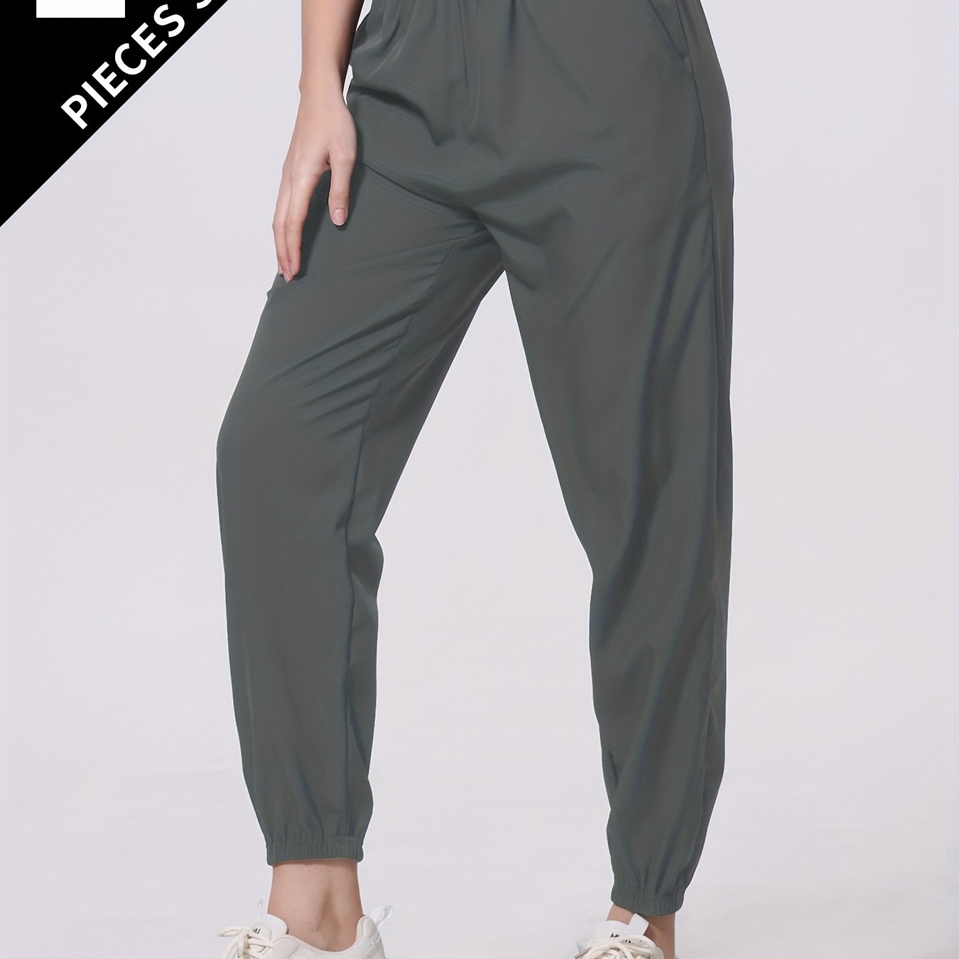 TEMU Women's Lightweight Running Jogger Pants With Elastic Waistband & Pockets - Summer Athletic Hiking Gym Pants Suitable For Jogging, Walking,