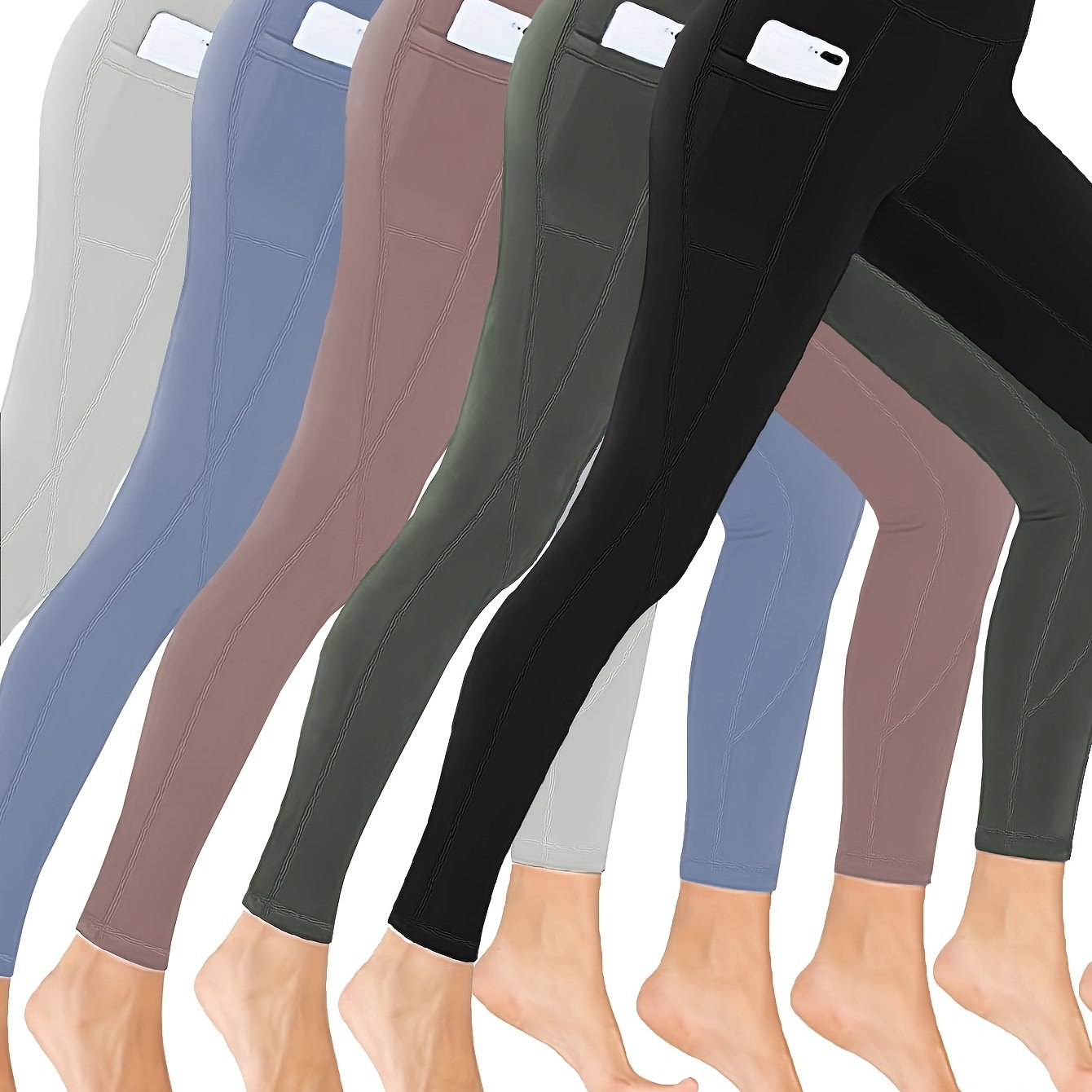 Plus Size Sports Leggings Set Women's Plus Solid High - Temu Norway