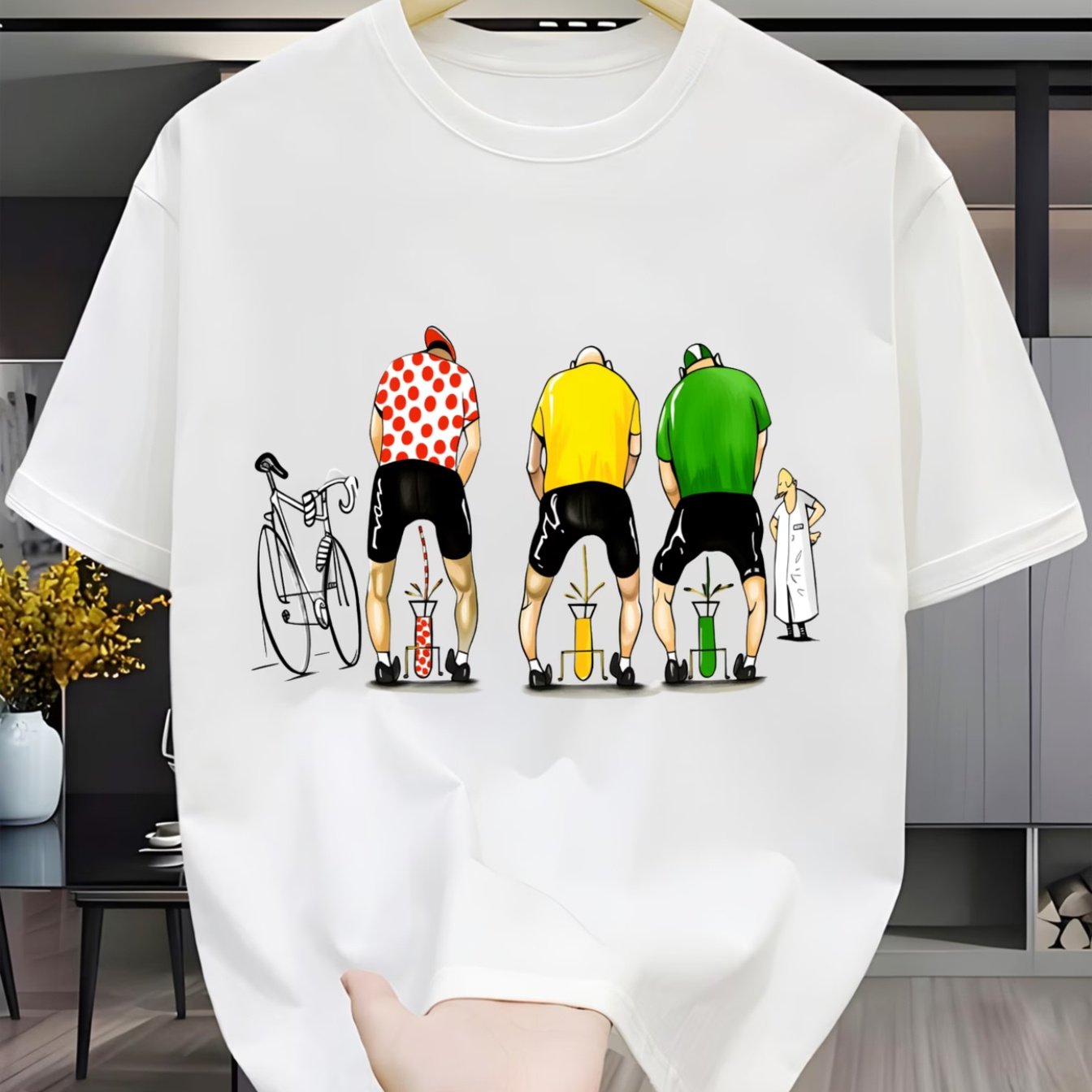 TEMU Cyclist In Colorful Cycling Jersey Men's Casual Short-sleeve Crew Neck T-shirt Outdoor Short-sleeve Casual Breathable T-shirt High-end Printed
