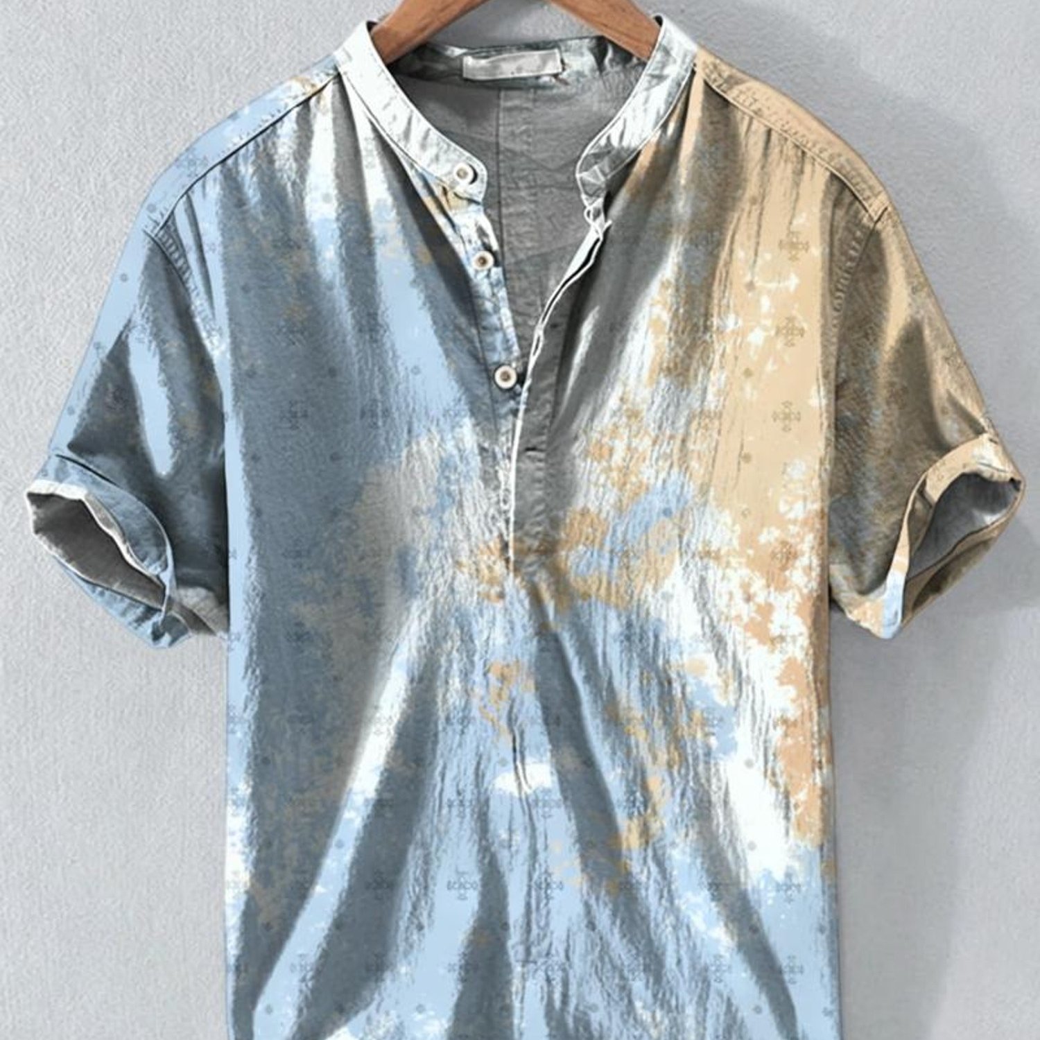 Image of Men's Fashion Shirt, Mixed Color, Multiple Specifications , Comfortable Fabric, Artistic Gradient Pattern, Suitable For Daily Wear & Casual Occasions, Stylish & Soft, Abstract Watercolor Design