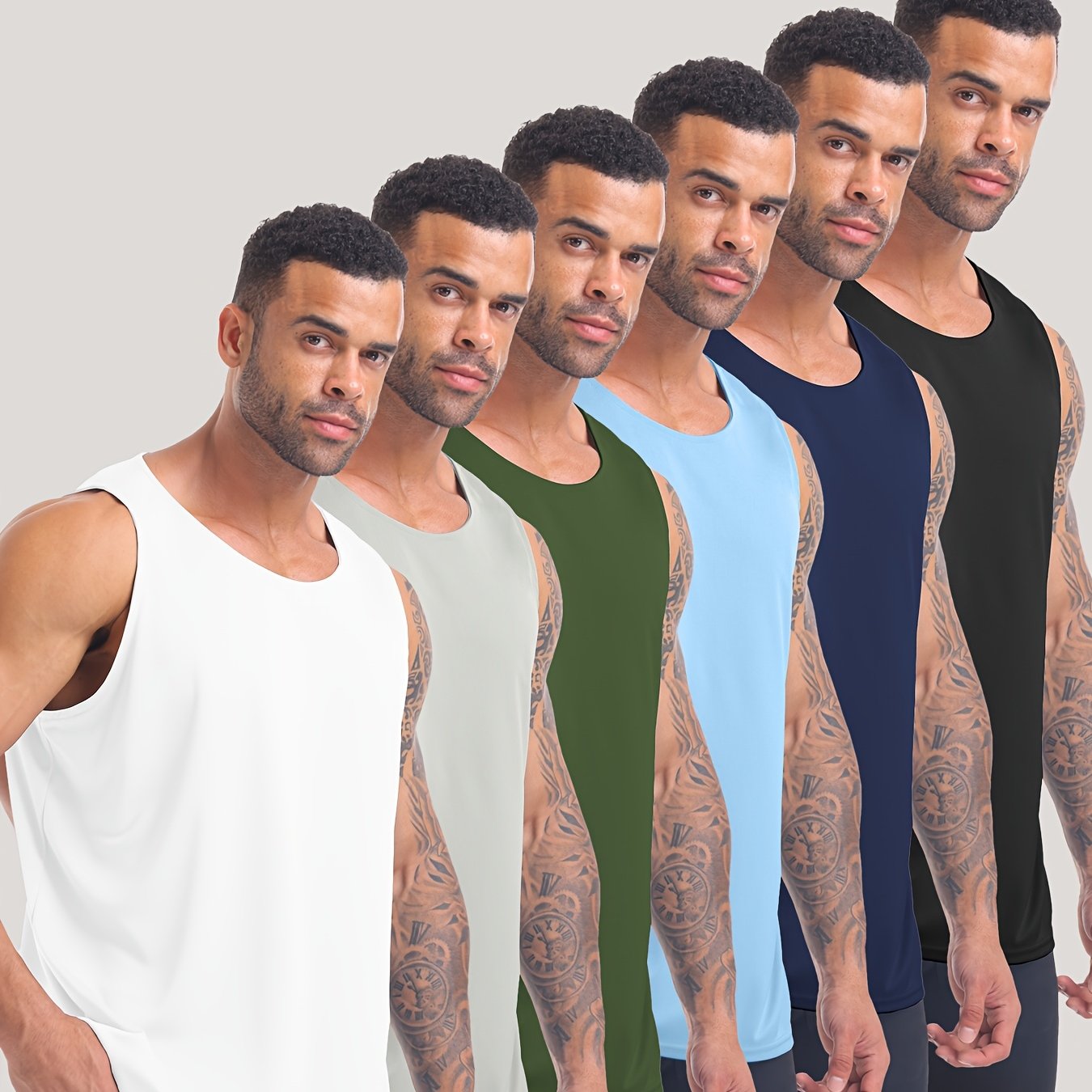 TEMU 6pcs Men's Quick- Tank Tops, Breathable Lightweight Fitness Vests For Workouts, Cycling, Running, And Basketball