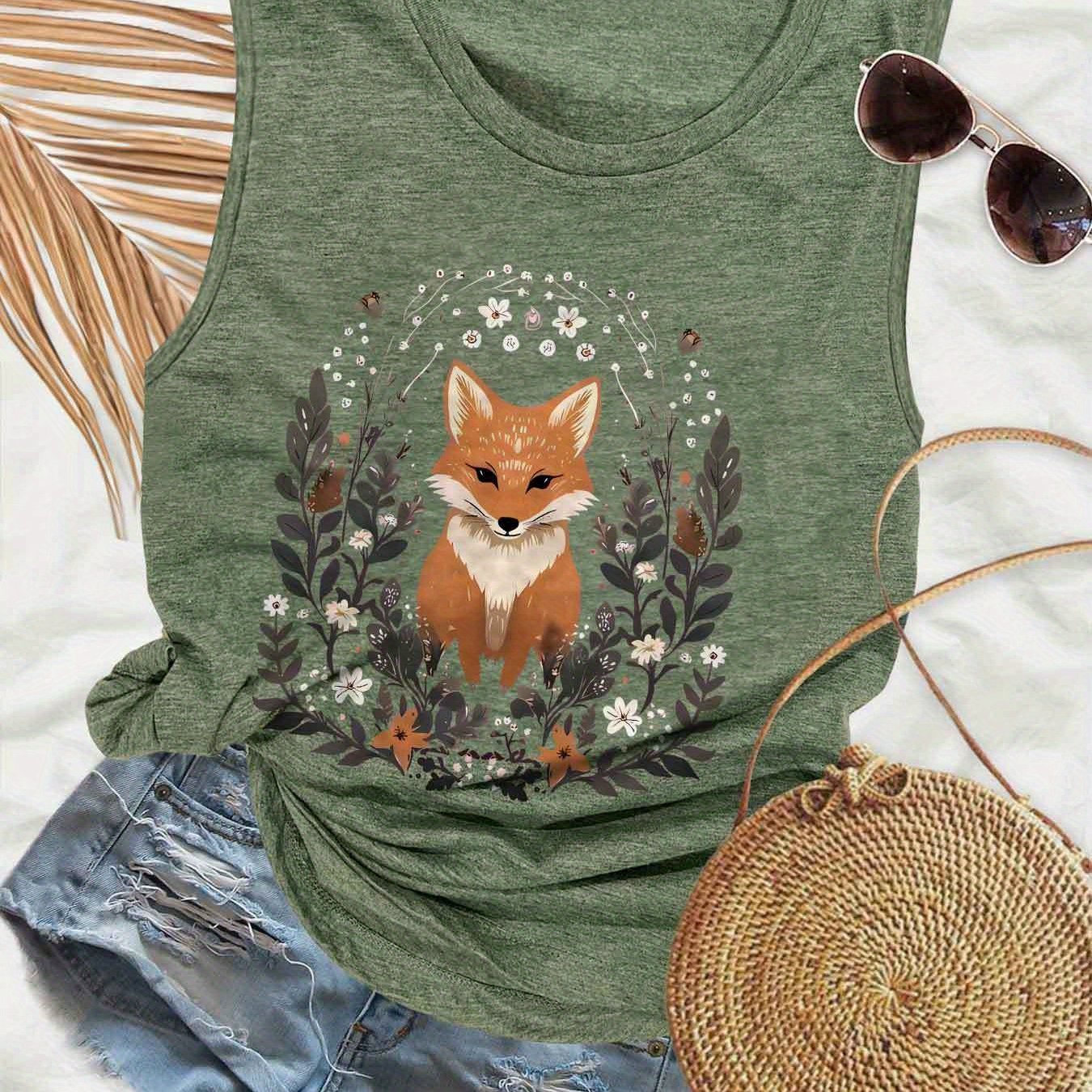 Graphic Print Tank Top, Sleeveless Casual Top For Summer & Spring, Women's Clothing