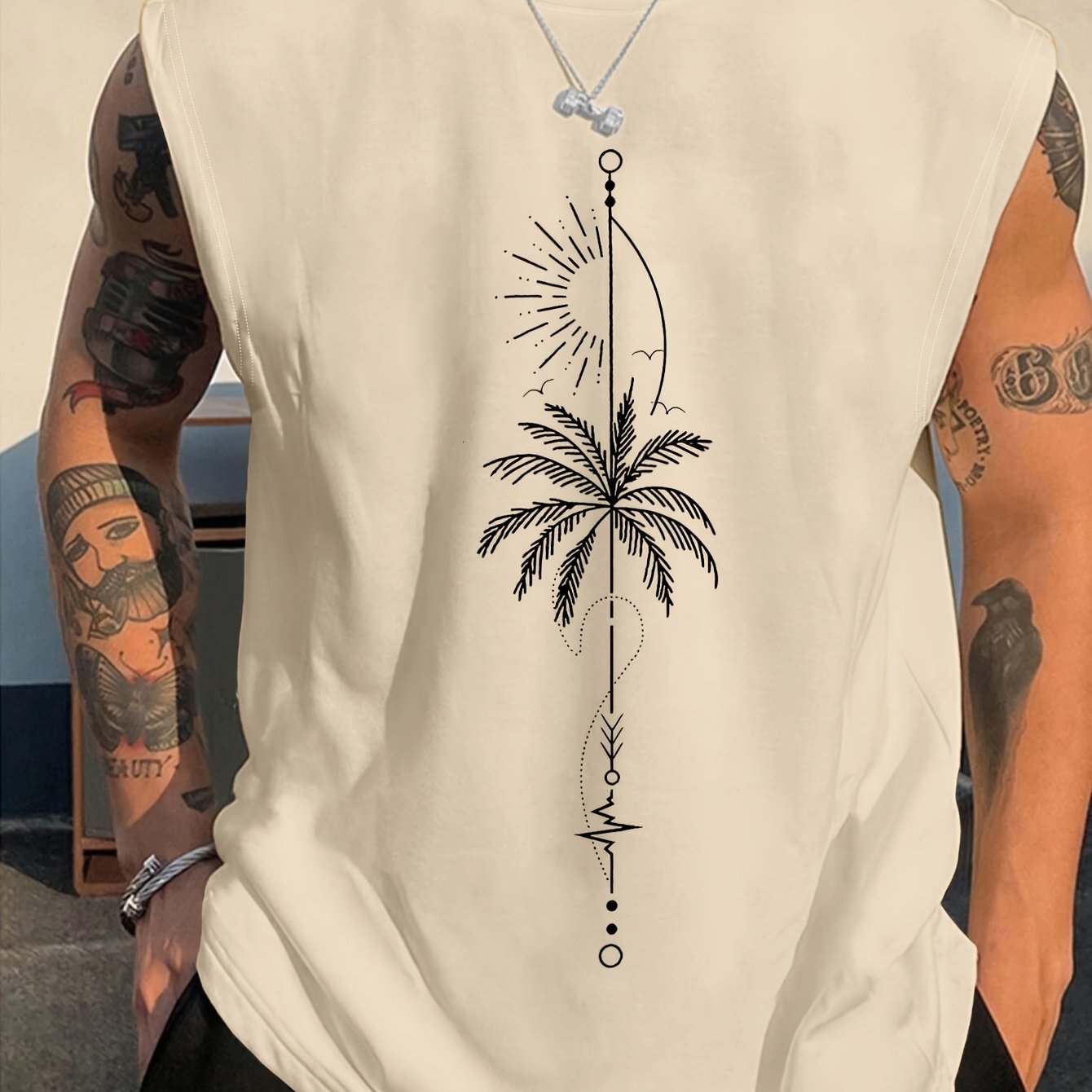 TEMU Men's Casual Sporty Crew Neck Vest With Simple Printed , Made Of Comfortable And Breathable Fabric, Suitable For Sports And Daily Wear