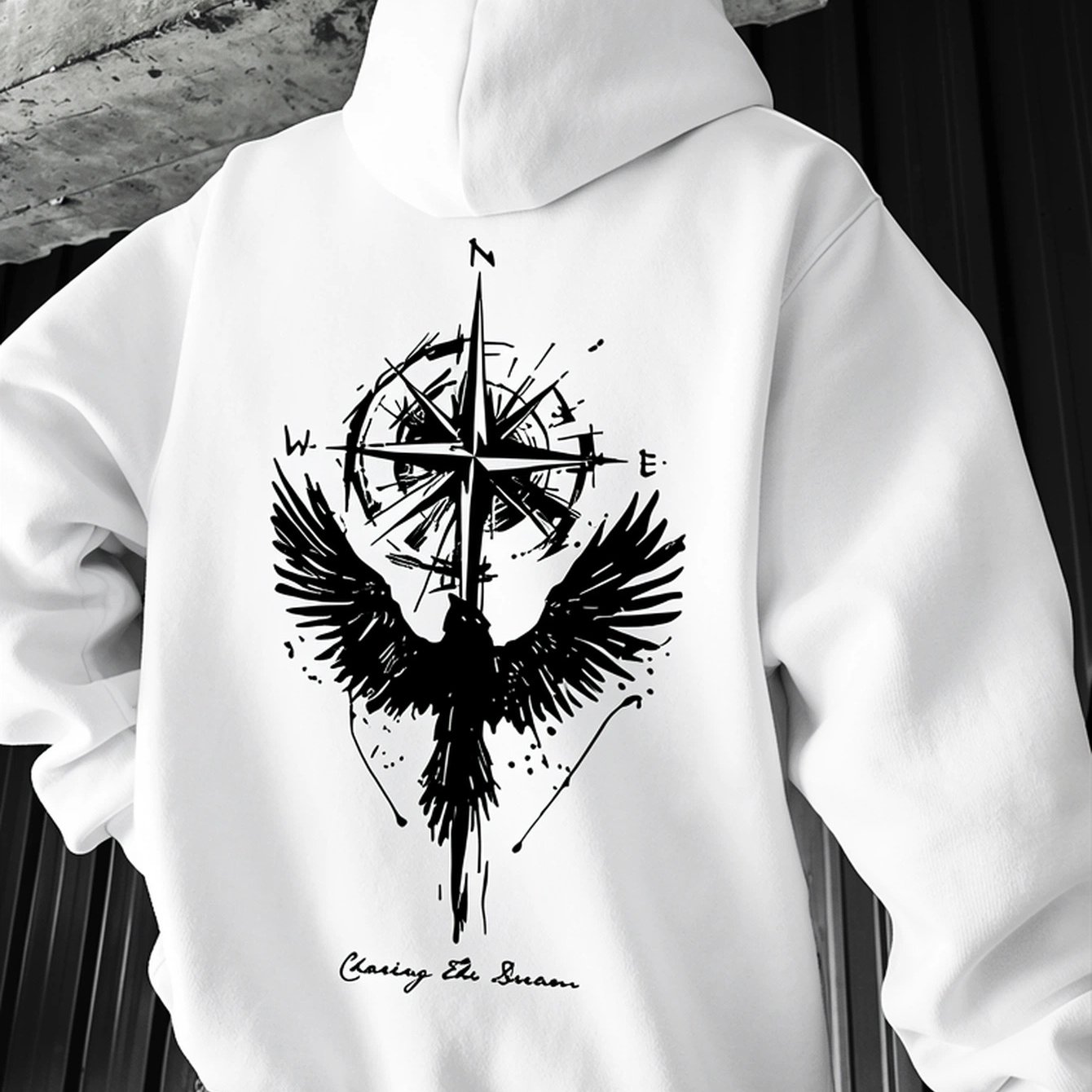 Image of Men's Casual Printed Hoodie, Polyester, Fabric With Kangaroo Pocket