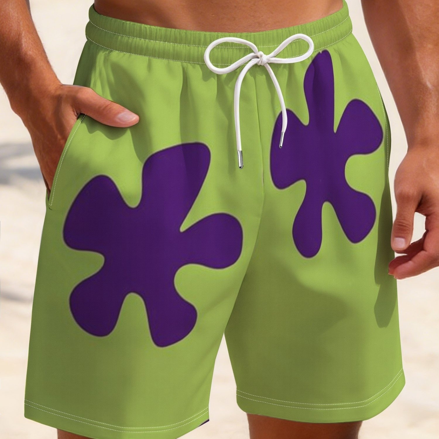 TEMU Men's Beach Shorts, Geometric Print, Drawstring Design, Lightweight And Breathable Casual Shorts, And Move , Street Style, Movement For Sports,