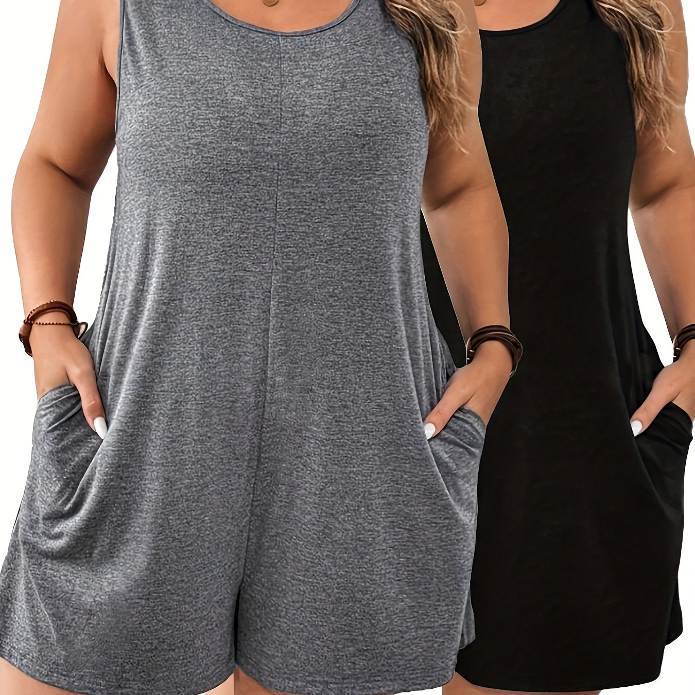 plus size 2pcs spring summer plus size womens solid color jumpsuit