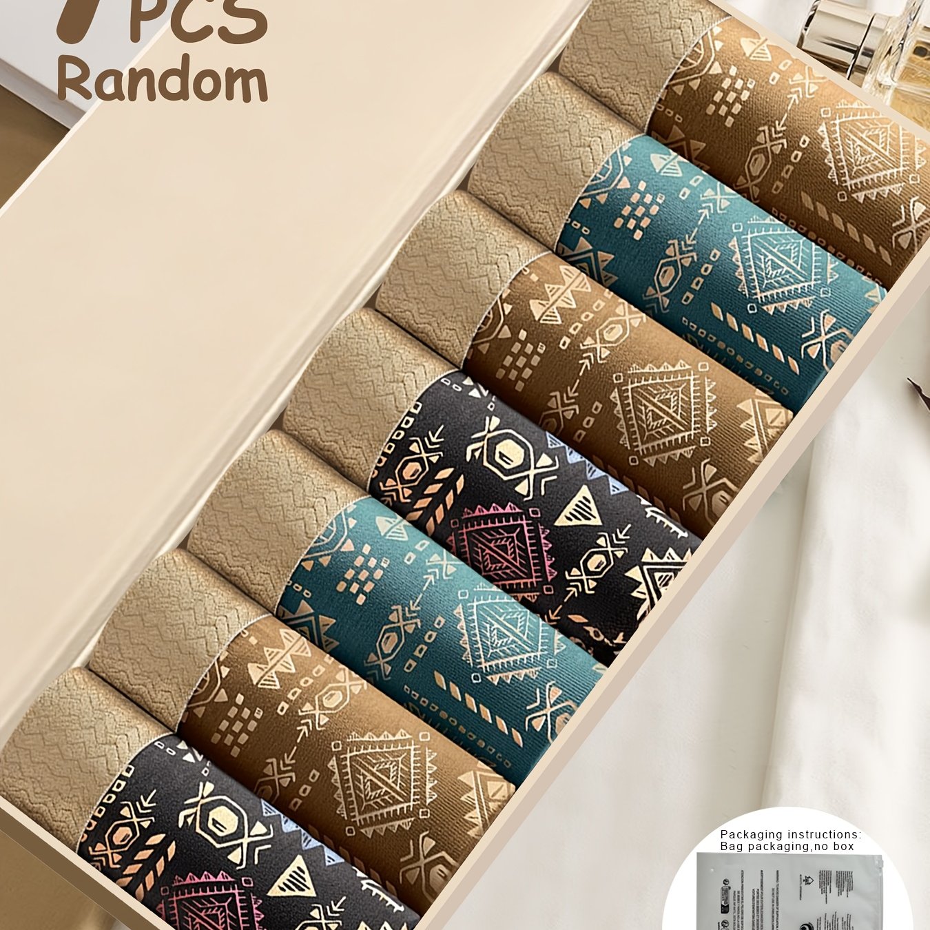 TEMU Set da 7 boxer da stampati casuali - Stile americano vintage, , morbidi e traspiranti, design e di tendenza, traspirante, ed elasticizzato, per