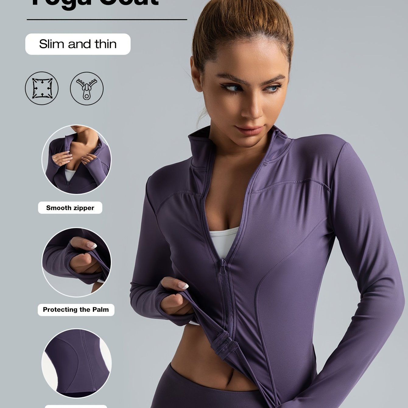 Image of Women's Sportswear Slim Fitness Jacket Full Zipper Size For Running