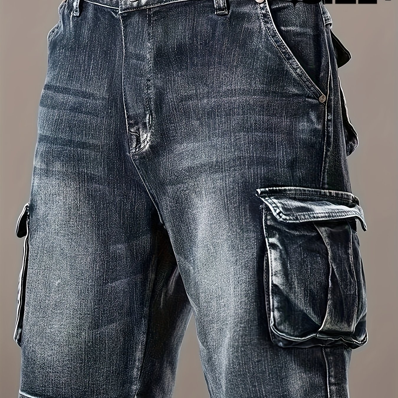 Men's Plus Size Summer Thin Utility Denim Shorts Bermuda Shorts Loose Stretch Breathable Suitable For Business, Casual. Multi-pocket. Soft Fabric