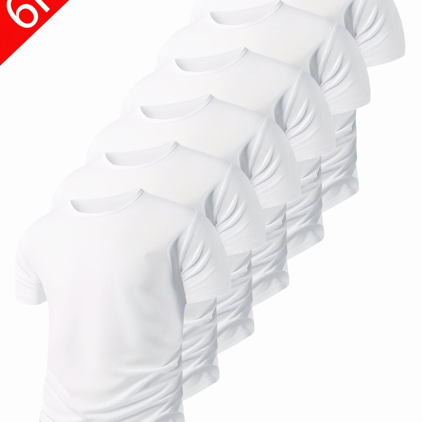 TEMU 6pcs, Men's Plus-size Casual Sports Short-sleeved Shirts, Suitable For Gym, Running And Basketball, Quick-drying And Breathable, Sizes 0xl-8xl.,