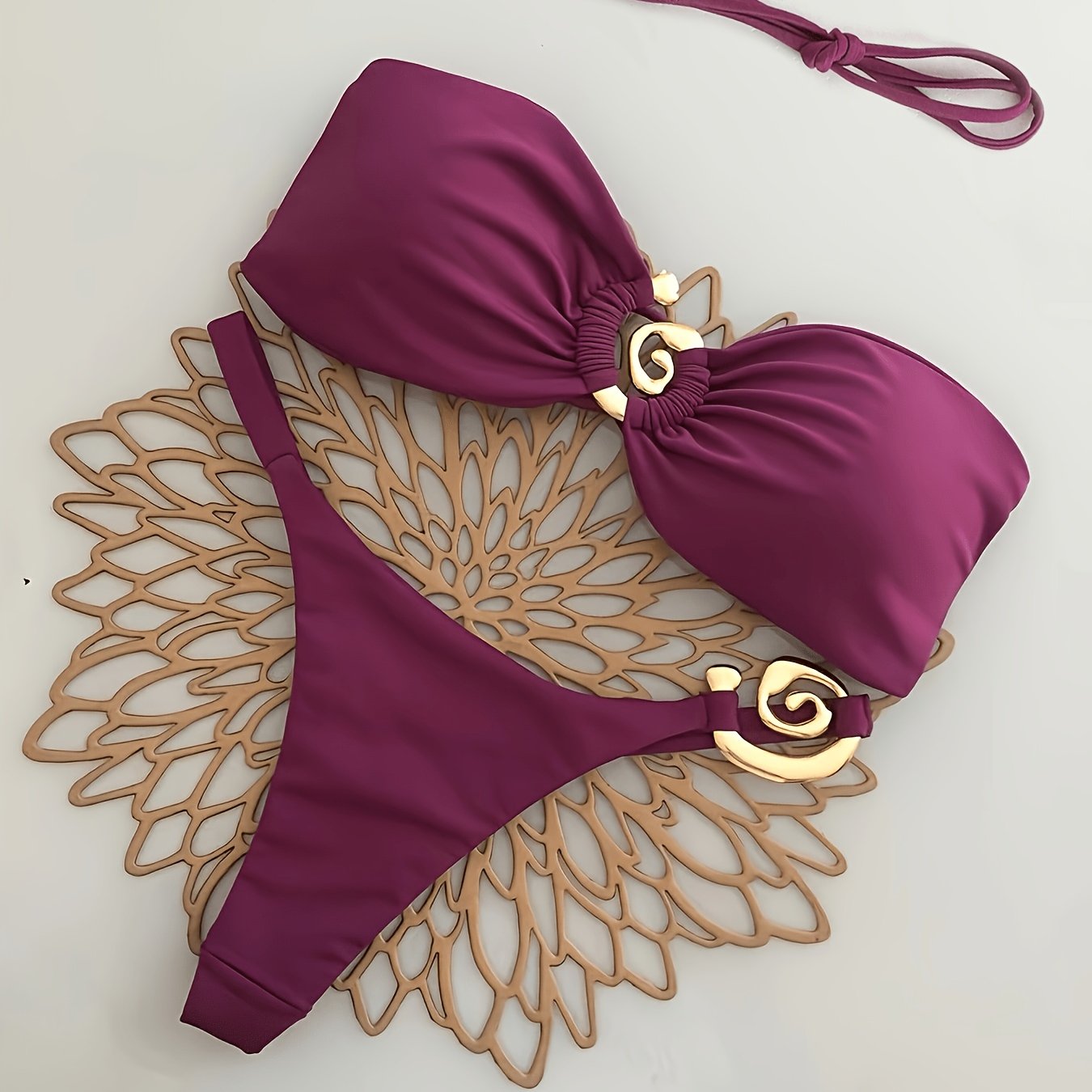 TEMU Island Standard: Gilded Deep Purple Bikini Set