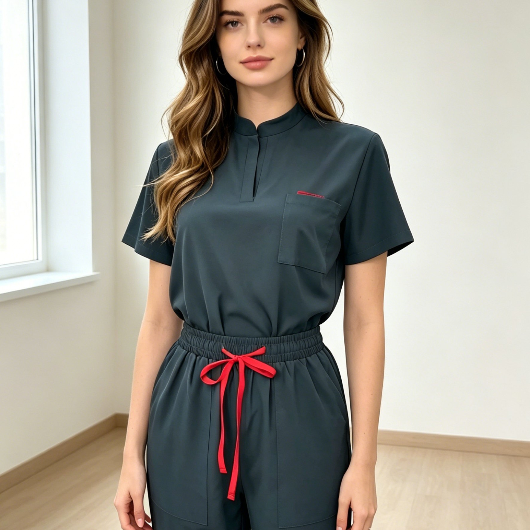 TEMU [yt781] Women's -washable Suit Set, Stand-collar Nurse Uniform Set, Women's Multi-pocket Practical Design, Workwear
