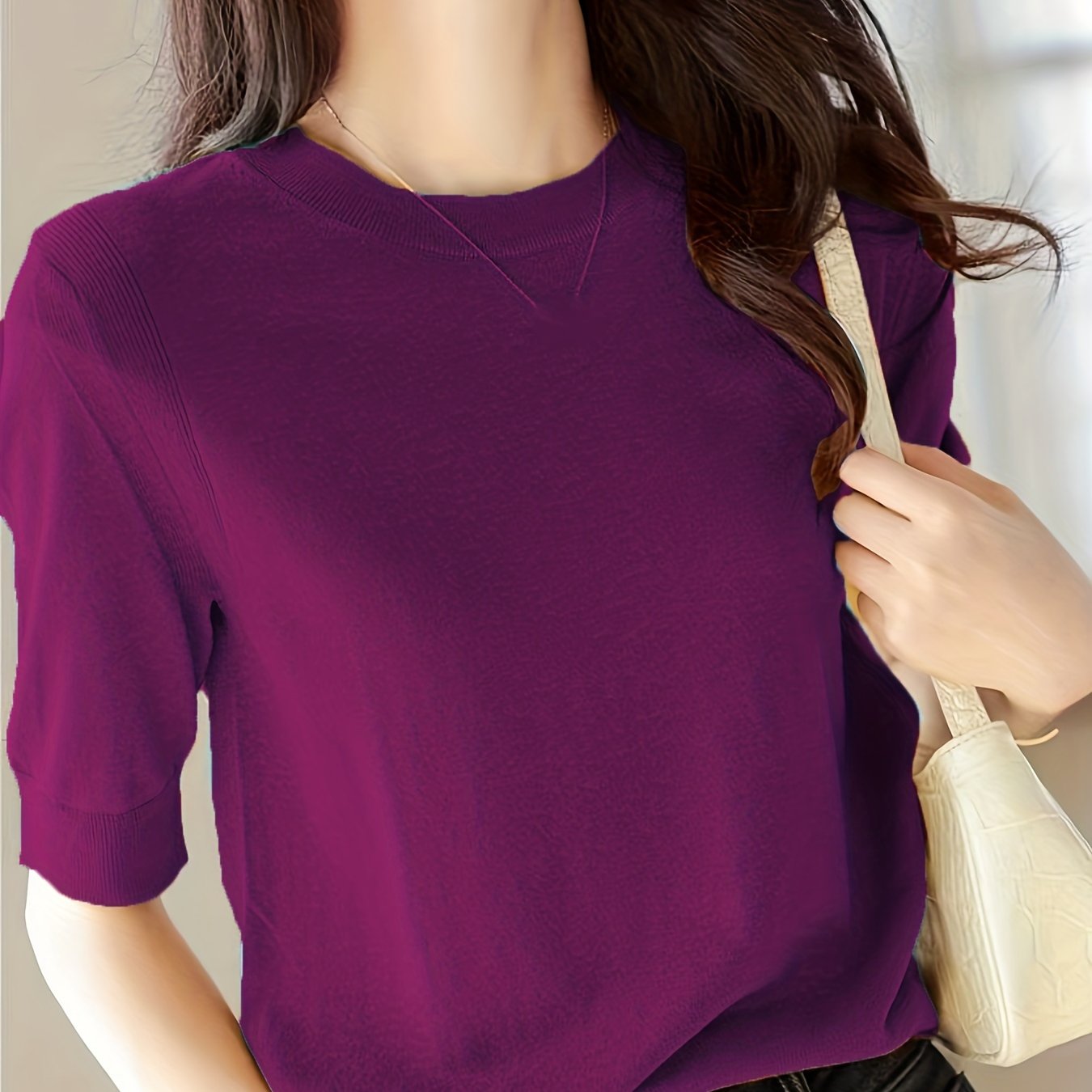 E-shop Pullover Kurzarm aus Eisfaser-Stoff, weich, bequem, vielseitig, schlicht
