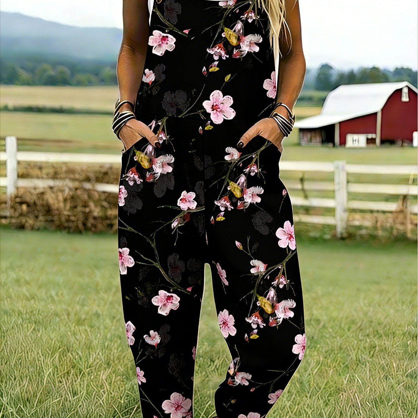 Plus Size, Women's Casual 3d Printed Overalls, Unique Printed Overalls, A Must-have For Spring Fashion, Casual And Comfortable, A Fashionable For Women, Machine Washable