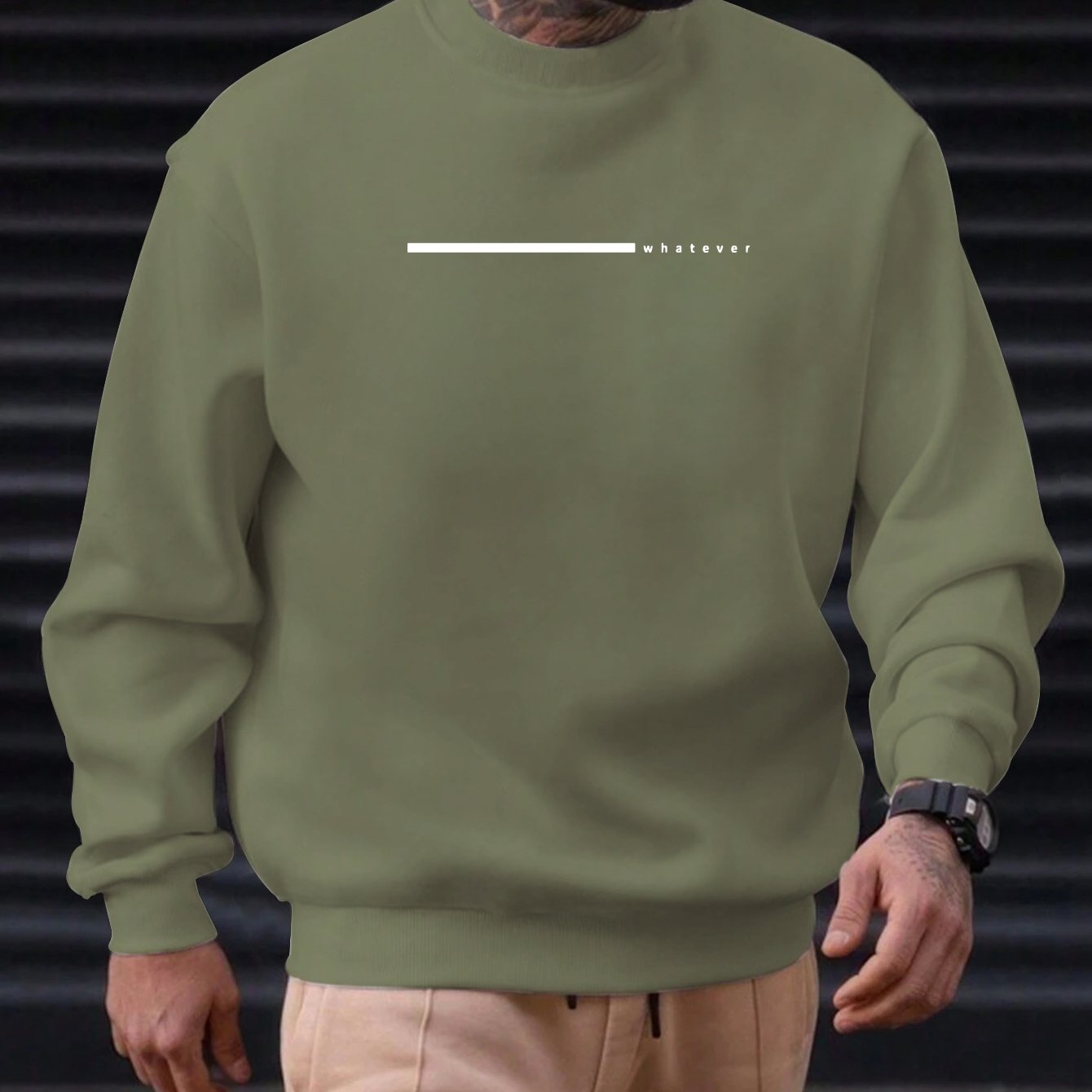 TEMU Men's Whatever Graphic Casual Crew Neck Sweatshirt