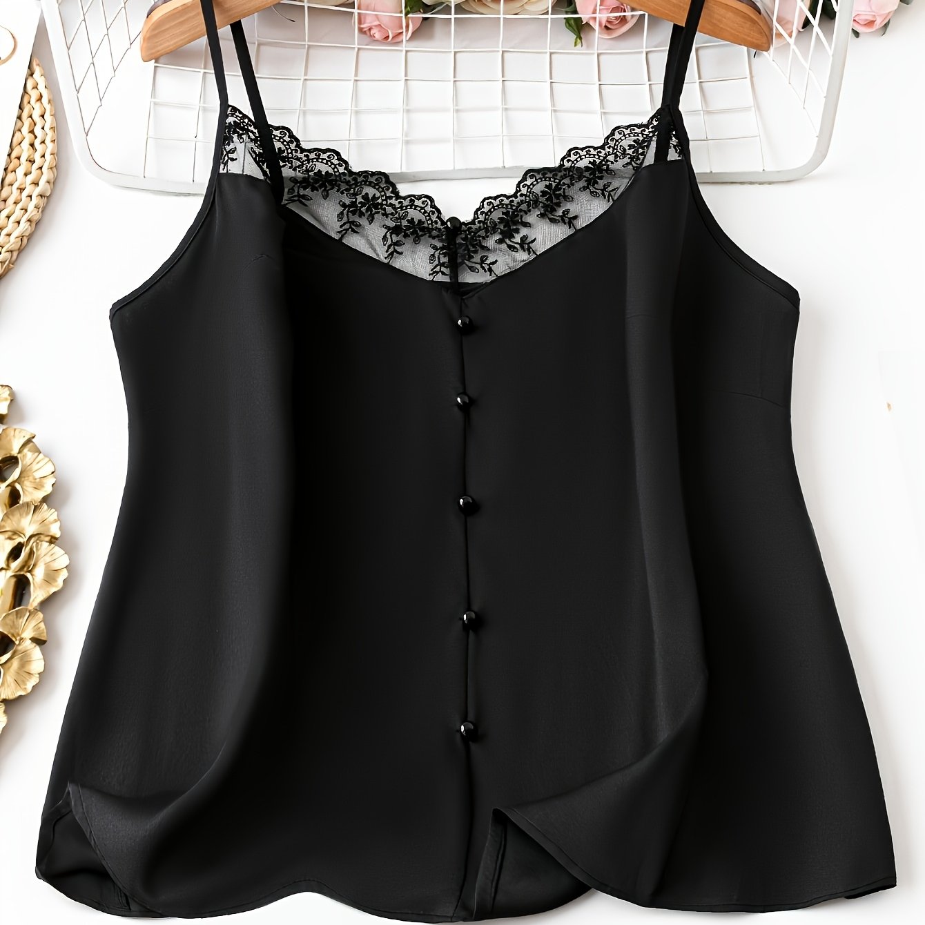 Lace Trim Spaghetti Suspender Dress For Women