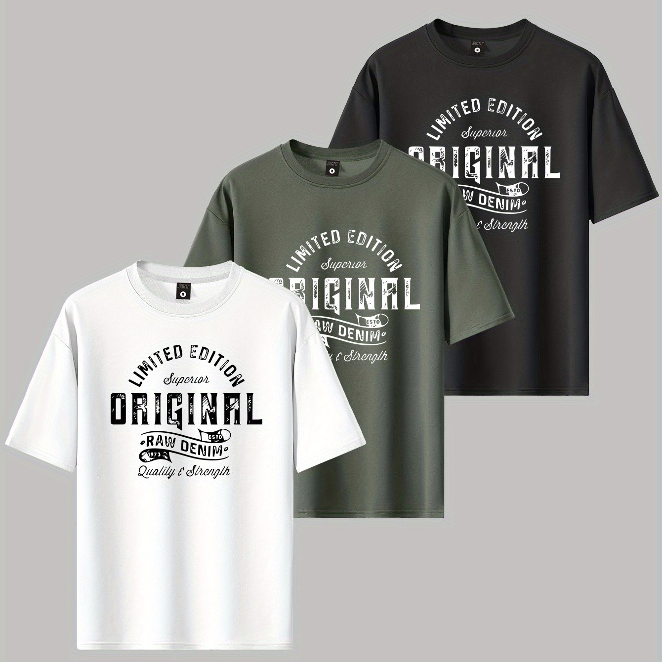 TEMU Three-pack 100% Polyester Men's Casual Sport Outdoor T-shirt, Soft Comfortable Crew Neck Short Sleeve, Machine Washable Home Casual Top, Fashion