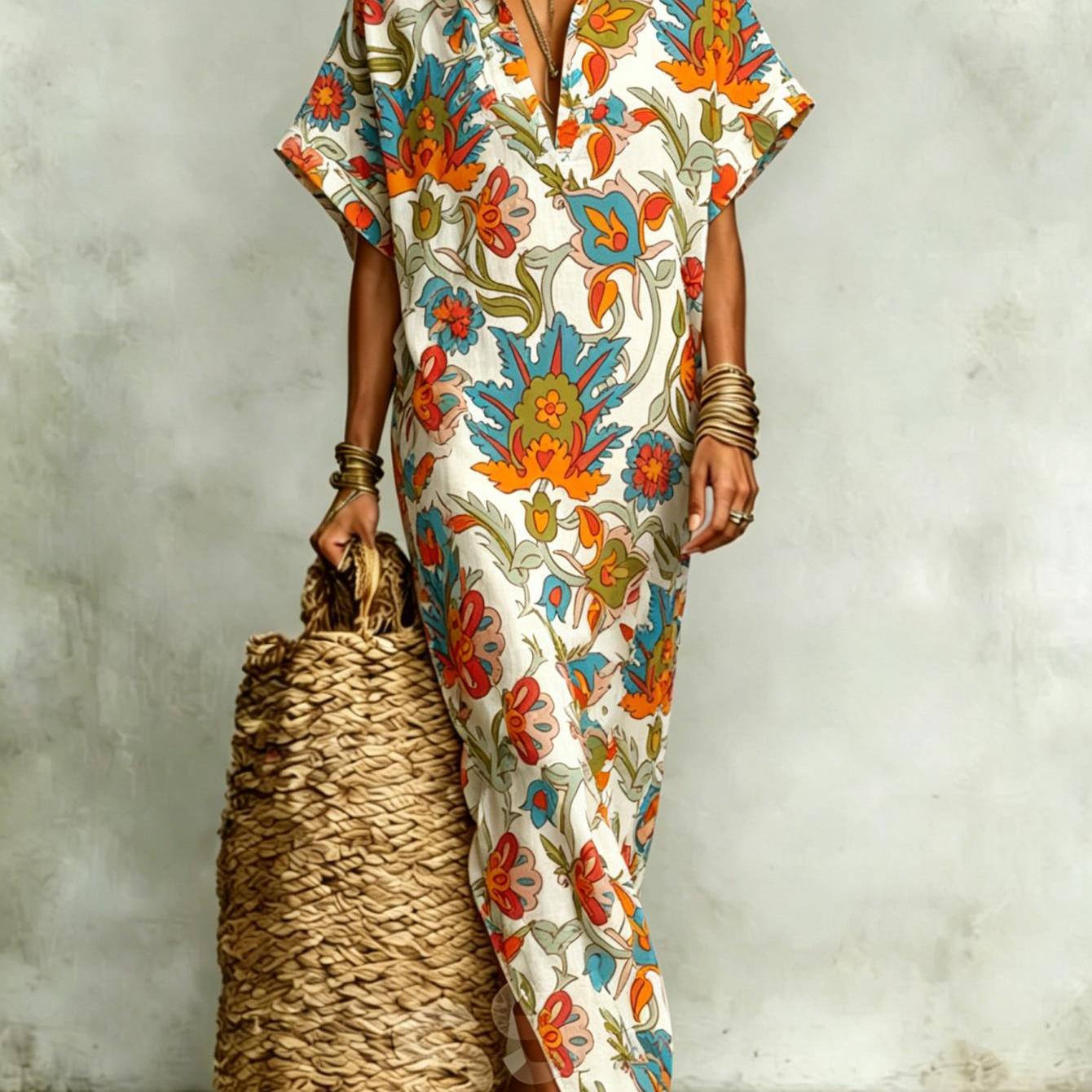 New Arrival Women's Summer Dress, Floral Print, Elegant And Sophisticated, Made Of Polyester, Machine Washable, Perfect For Summer Vacations And Casual Attire, 2d Flat Print., 2d Flat