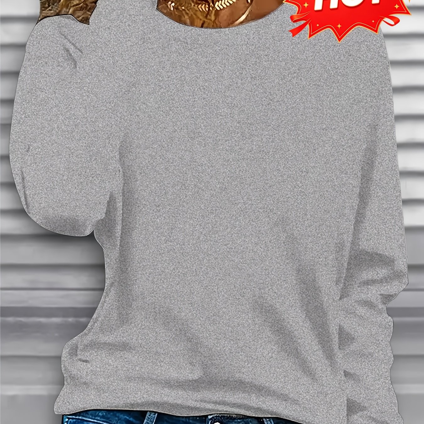 TEMU Premium Women's Long Sleeve Casual Round Neck Loose Pullover Top