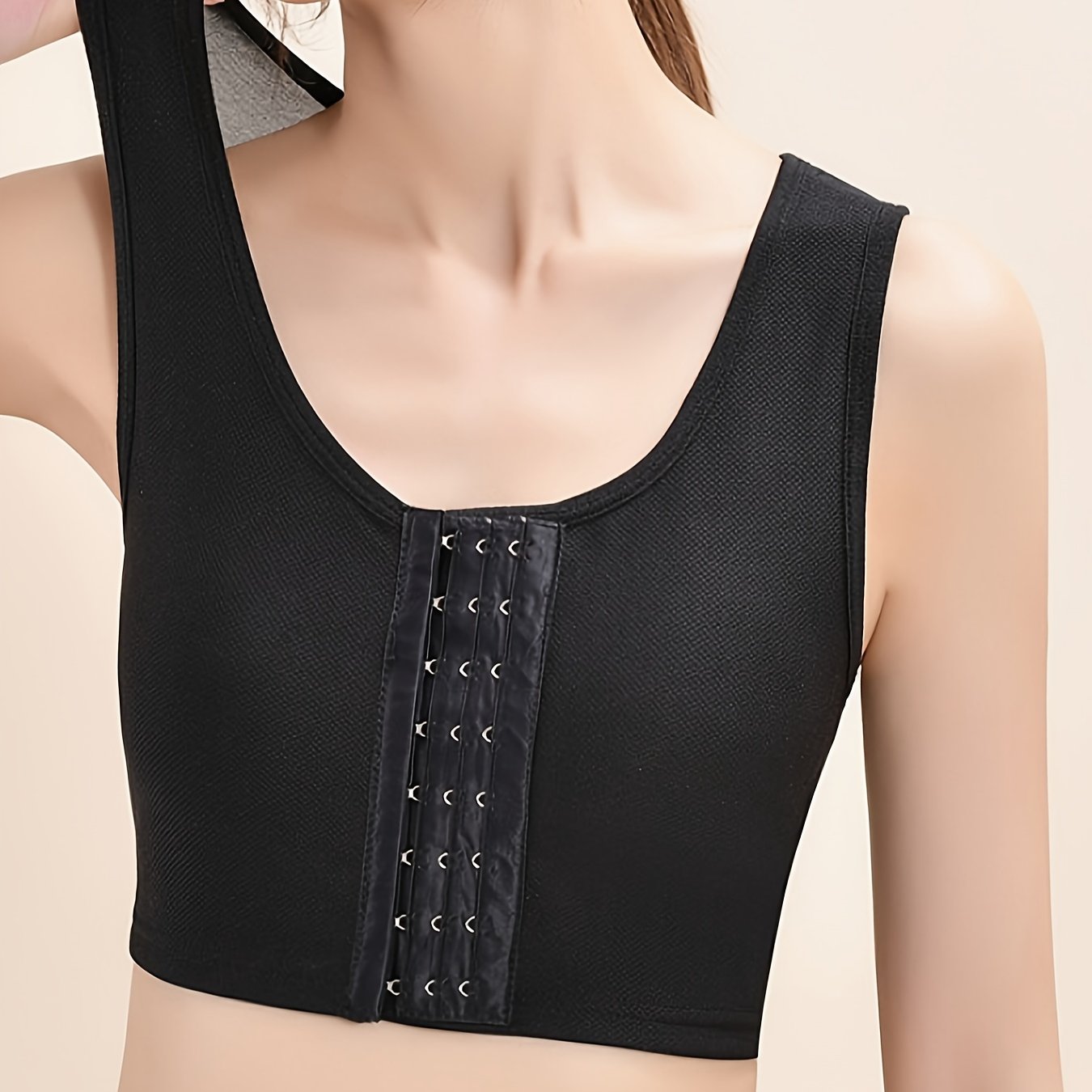 Image of Front-fastening Bustier Bra Without Padding, Thin Mesh Breathable Sports Camisole For Women