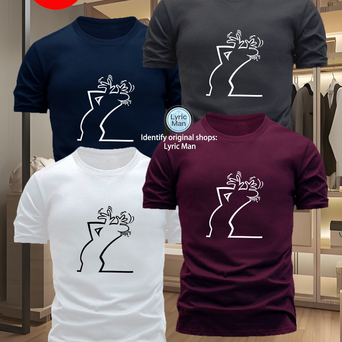 TEMU 4pcs For Man Men's 4pcs Minimalist Line Art T-shirts - Abstract Dynamic Figure & Geometric Streetwear Crew Neck Short Sleeve Tees, Machine