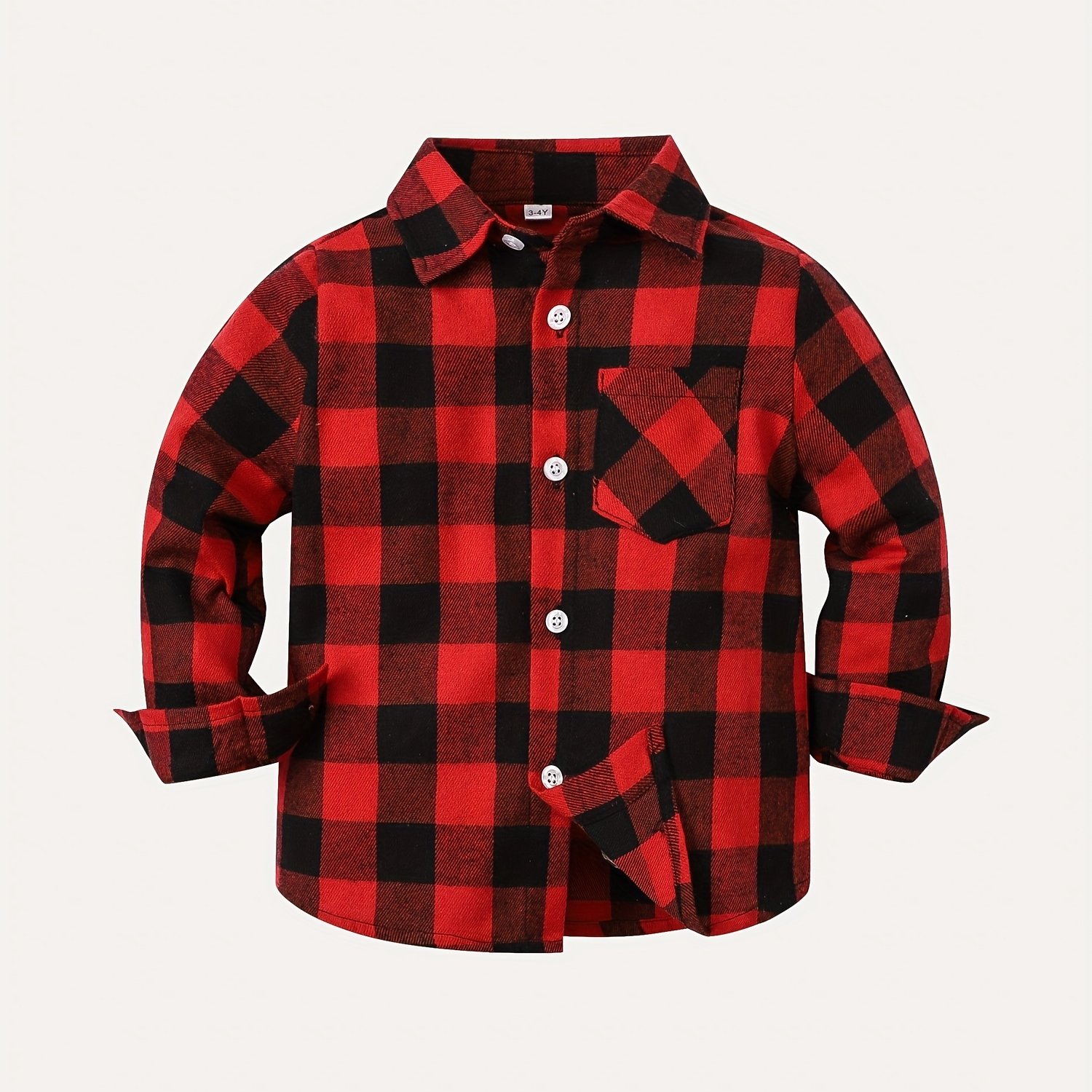 Long-sleeve Flannel Checkered Casual Shirt, Boys And Gilrs Clothes