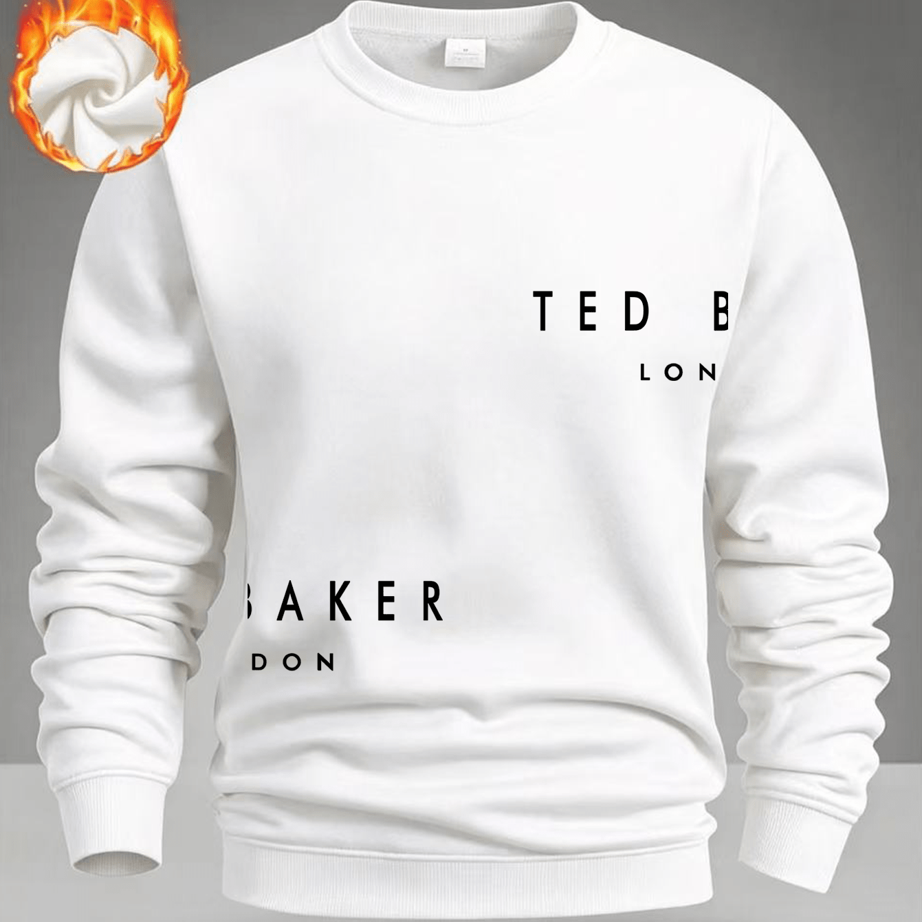 TEMU Men's Autumn Winter Fleece Thick Round Neck Sweatshirt, Suitable For Outdoor Running And Casual Sports, Knit Polyester Fabric, Comfortable And