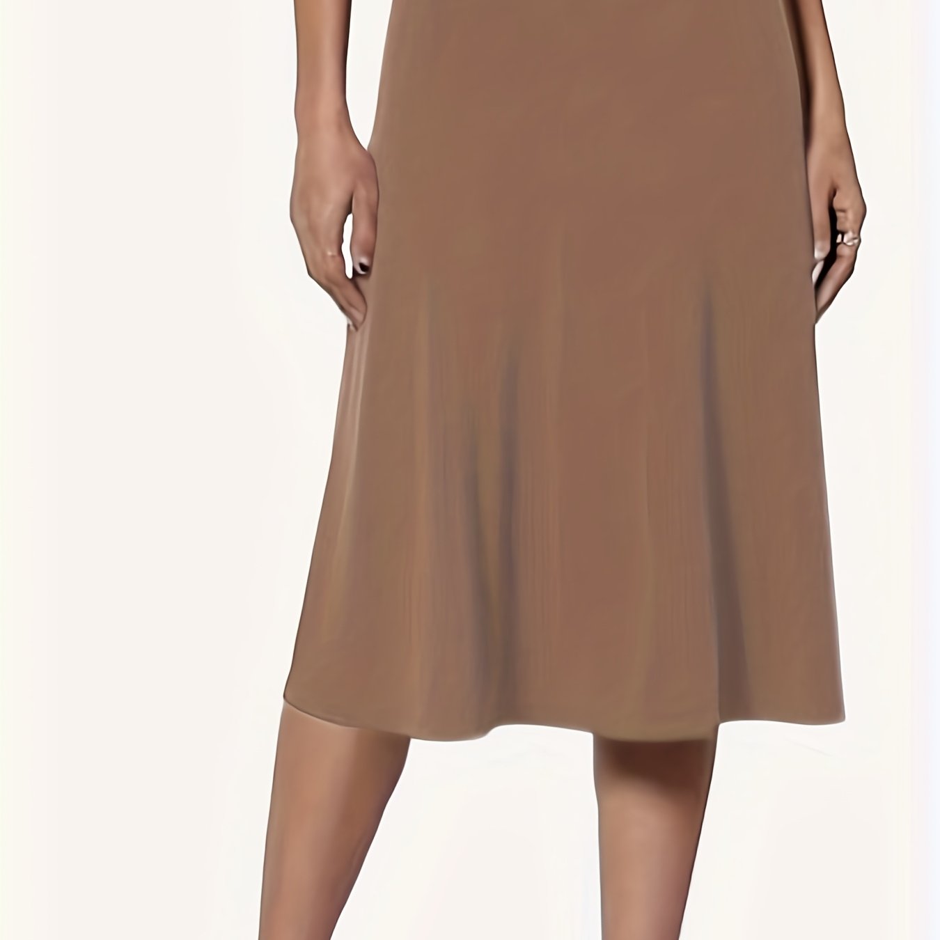 TEMU Solid Color High-waisted Elegant Midi Skirt