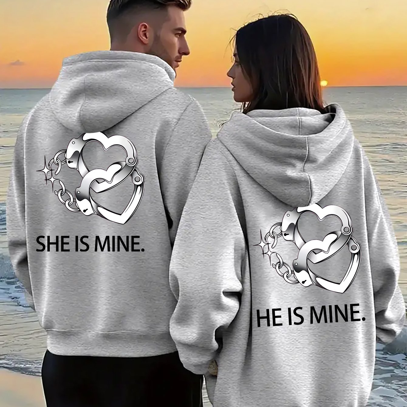 Couple Hoodie Printed Lightweight Quick-Dry Polyester Sweatshirt